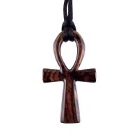 Wooden Ankh Pendant, Hand Carved Egyptian Ankh Cross Necklace for Men or Women, African Wood Jewelry Gift for Him Her