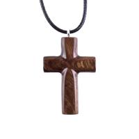 Wood Cross Necklace, Hand Carved Wooden Cross Pendant, One of a Kind Handmade Christian Jewelry for Men or Women