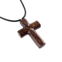 Wood Cross Necklace, Hand Carved Wooden Cross Pendant, One of a Kind Handmade Christian Jewelry for Men or Women