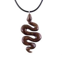 Hand Carved Wooden Snake Pendant, Snake Necklace, Wood Reptile Pendant, Totem Spirit Animal Serpent Jewelry Gift for Him Her