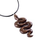 Hand Carved Wooden Snake Pendant, Snake Necklace, Wood Reptile Pendant, Totem Spirit Animal Serpent Jewelry Gift for Him Her