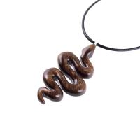 Hand Carved Wooden Snake Pendant, Snake Necklace, Wood Reptile Pendant, Totem Spirit Animal Serpent Jewelry Gift for Him Her