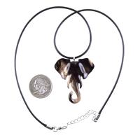 Elephant Necklace, Hand Carved Wooden Elephant Pendant, Ganesha Spiritual Jewelry, Wood Animal Pendant Gift for Him Her