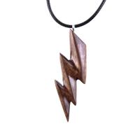 Lighting Bolt Necklace, Hand Carved Wooden Lightning Strike Pendant, Handmade Storm Wood Jewelry Gift for Her Him