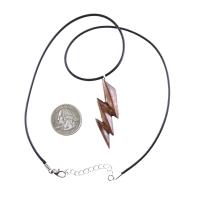 Lighting Bolt Necklace, Hand Carved Wooden Lightning Strike Pendant, Handmade Storm Wood Jewelry Gift for Her Him