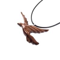 Hand Carved Wooden Dove Pendant, Flying Bird Necklace, One of a Kind Wood Jewelry Gift for Her