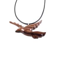 Hand Carved Wooden Dove Pendant, Flying Bird Necklace, One of a Kind Wood Jewelry Gift for Her