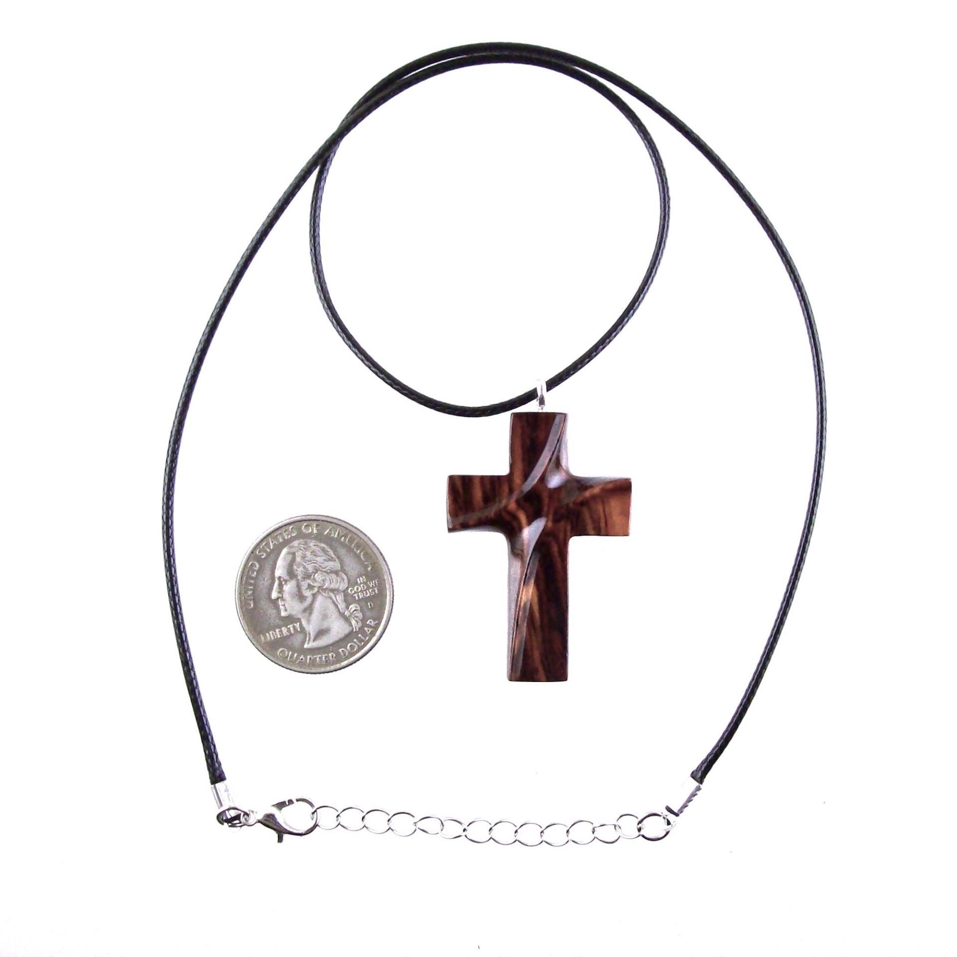 Wood Cross Necklace, Hand Carved Wooden Cross Pendant, Christian Jewelry for Men or Women, One of a Kind Gift for Her Him