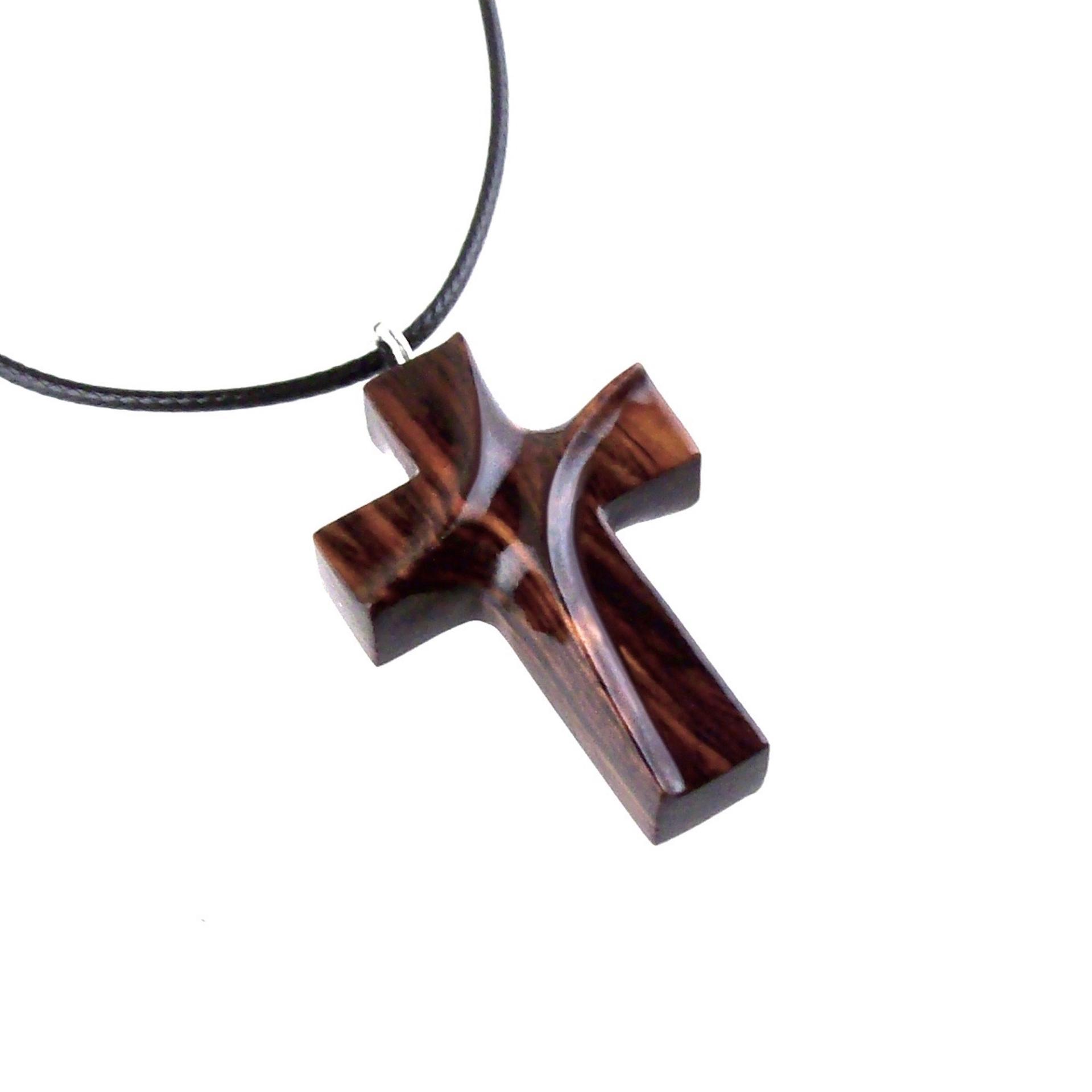 Wood Cross Necklace, Hand Carved Wooden Cross Pendant, Christian Jewelry for Men or Women, One of a Kind Gift for Her Him