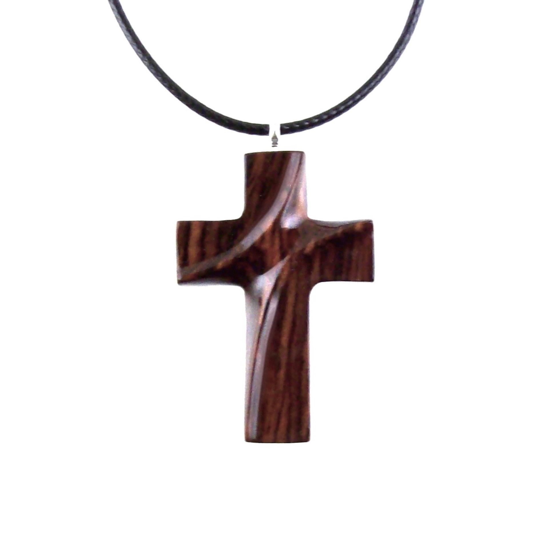 Wood Cross Necklace, Hand Carved Wooden Cross Pendant, Christian Jewelry for Men or Women, One of a Kind Gift for Her Him