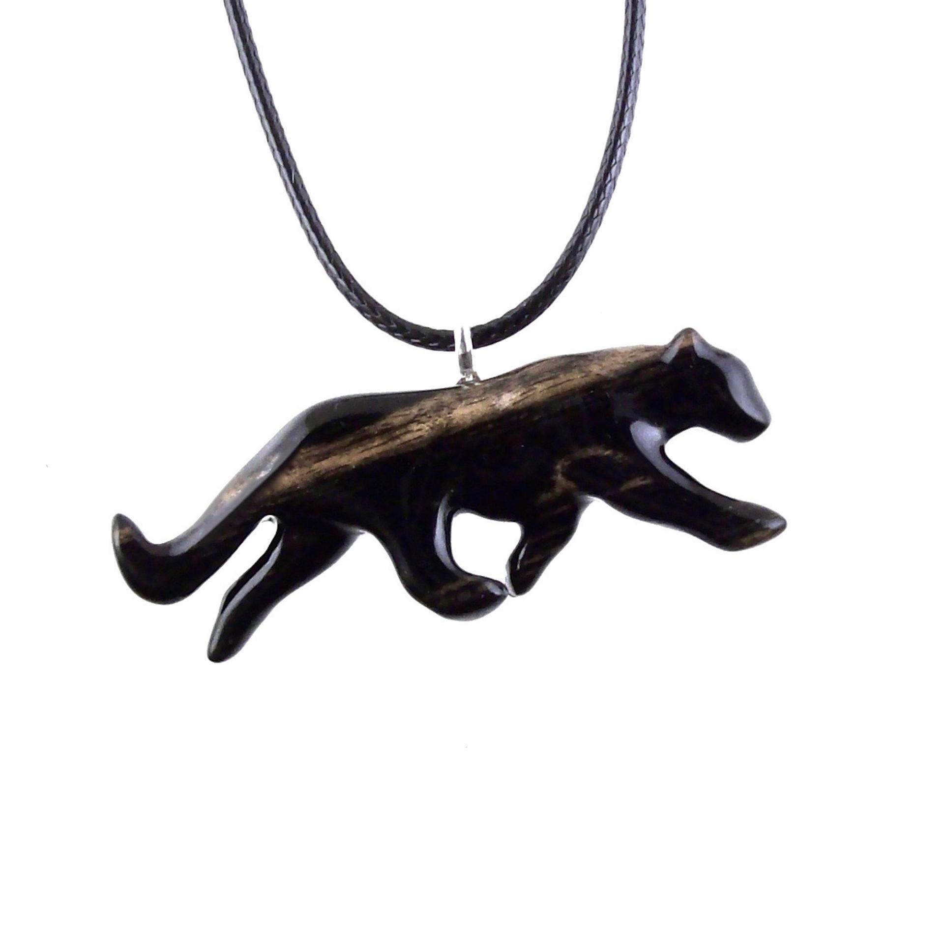 Panther Necklace, Hand Carved Wooden Panther Pendant, Jaguar Necklace, Totem Spirit Animal Wood Jewelry