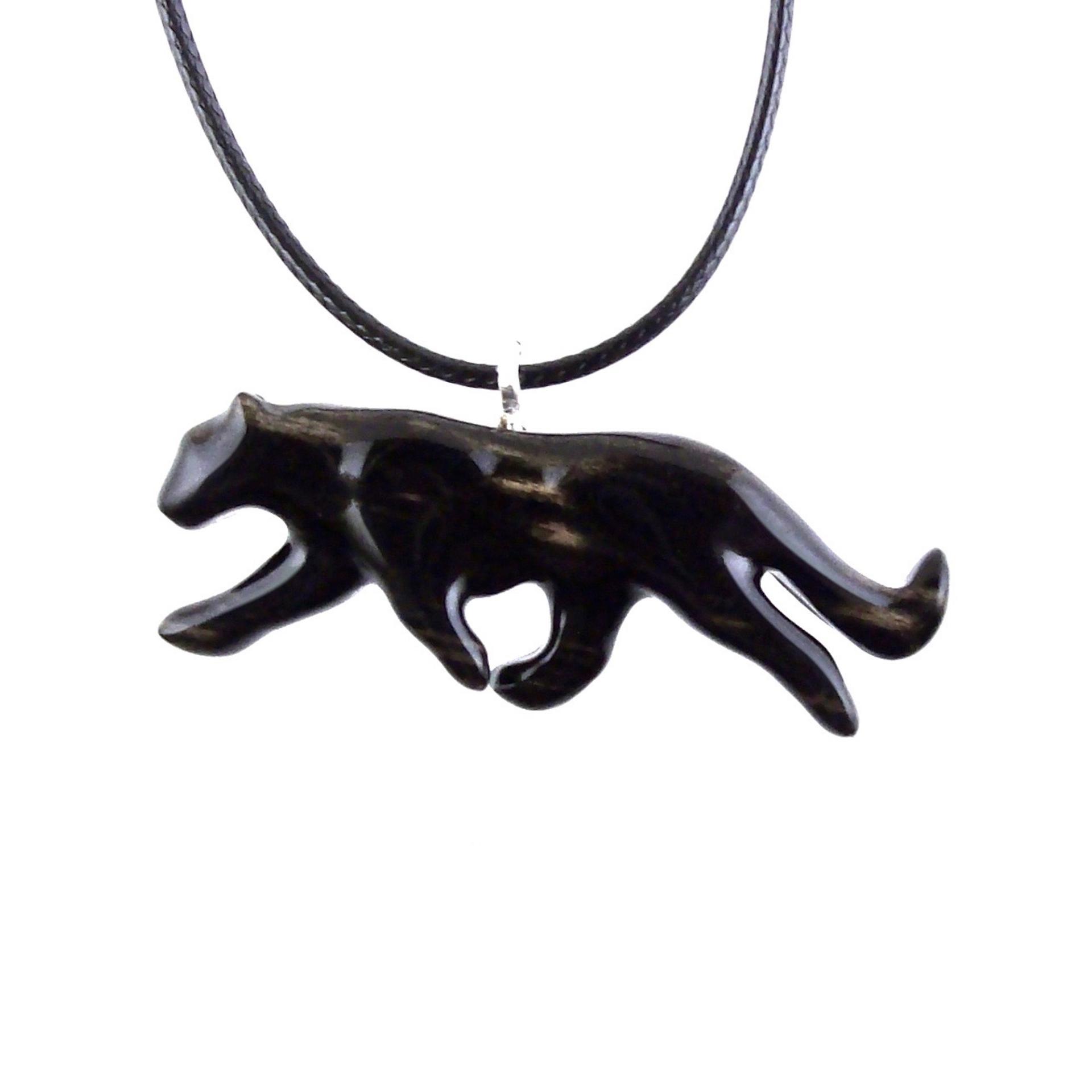 Panther Necklace, Hand Carved Wooden Panther Pendant, Jaguar Necklace, Totem Spirit Animal Wood Jewelry