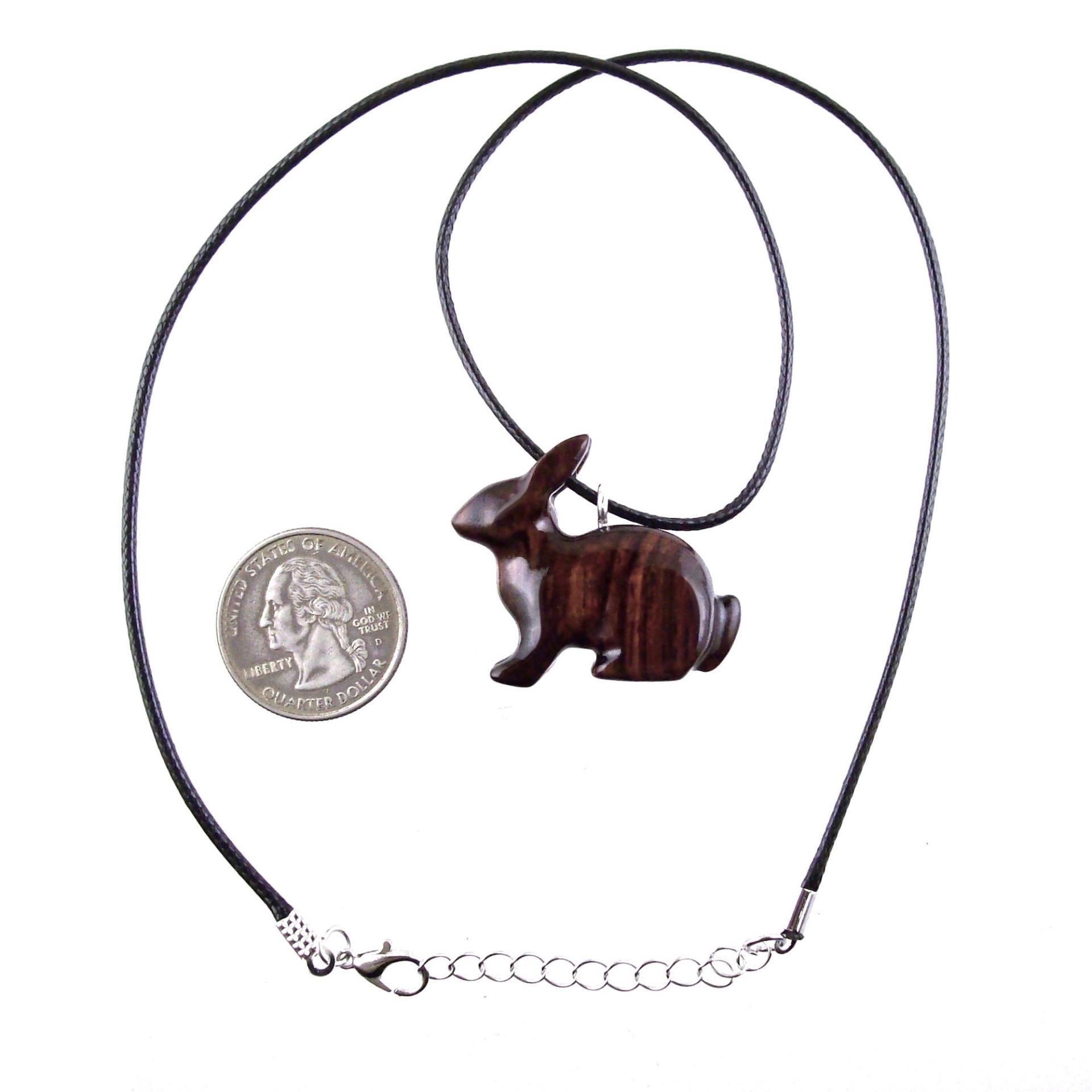 Wooden Rabbit Pendant, Bunny Necklace, Hand Carved Wood Animal Pendant, Spirit Animal Totem Pet Jewelry