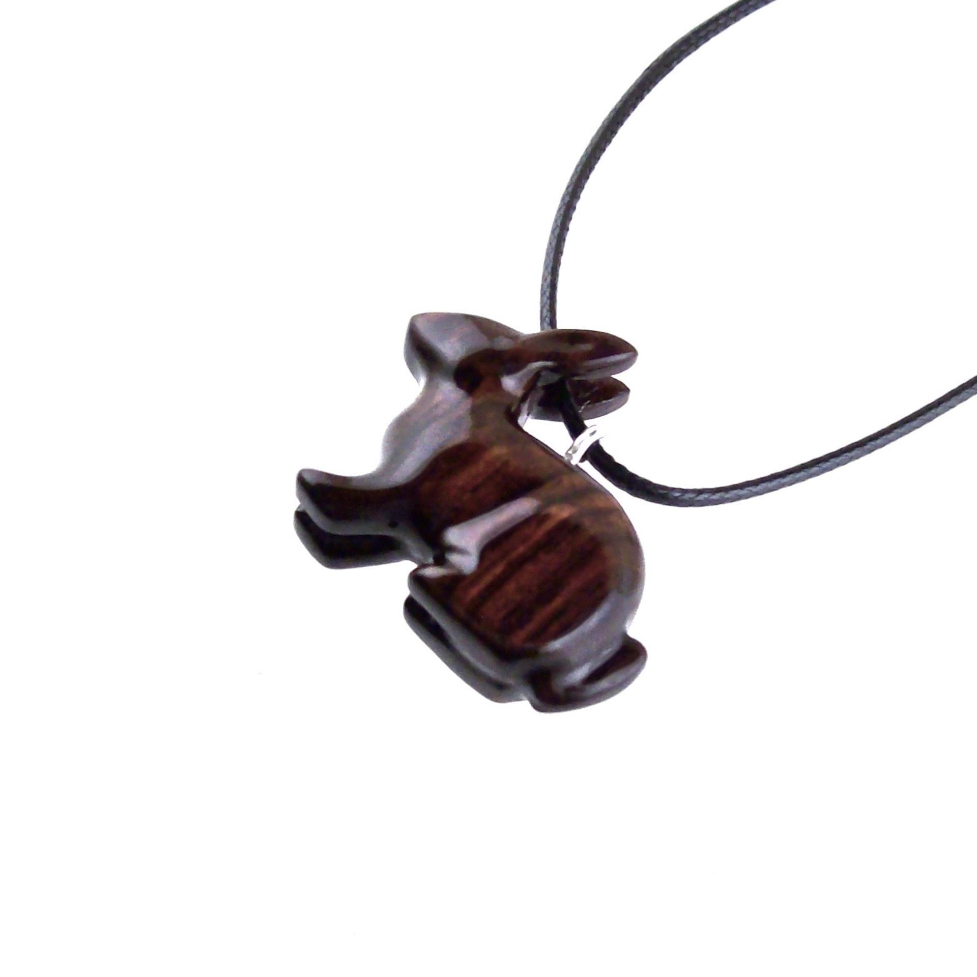 Wooden Rabbit Pendant, Bunny Necklace, Hand Carved Wood Animal Pendant, Spirit Animal Totem Pet Jewelry