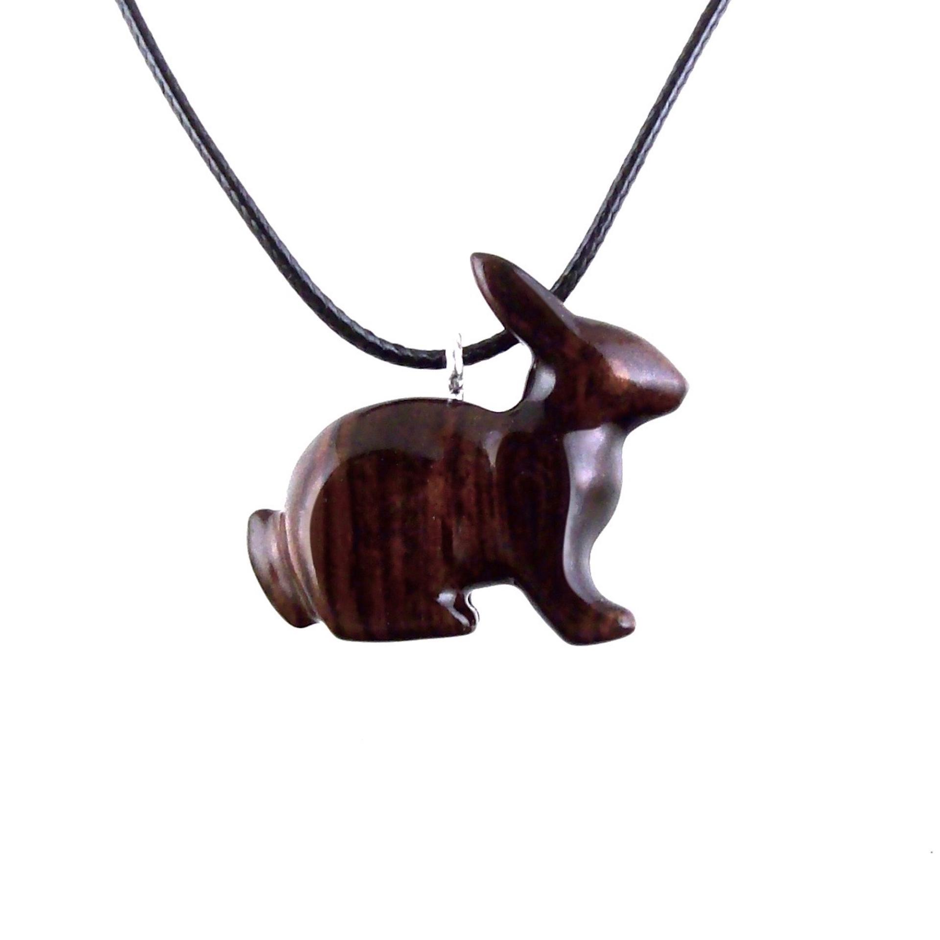 Wooden Rabbit Pendant, Bunny Necklace, Hand Carved Wood Animal Pendant, Spirit Animal Totem Pet Jewelry