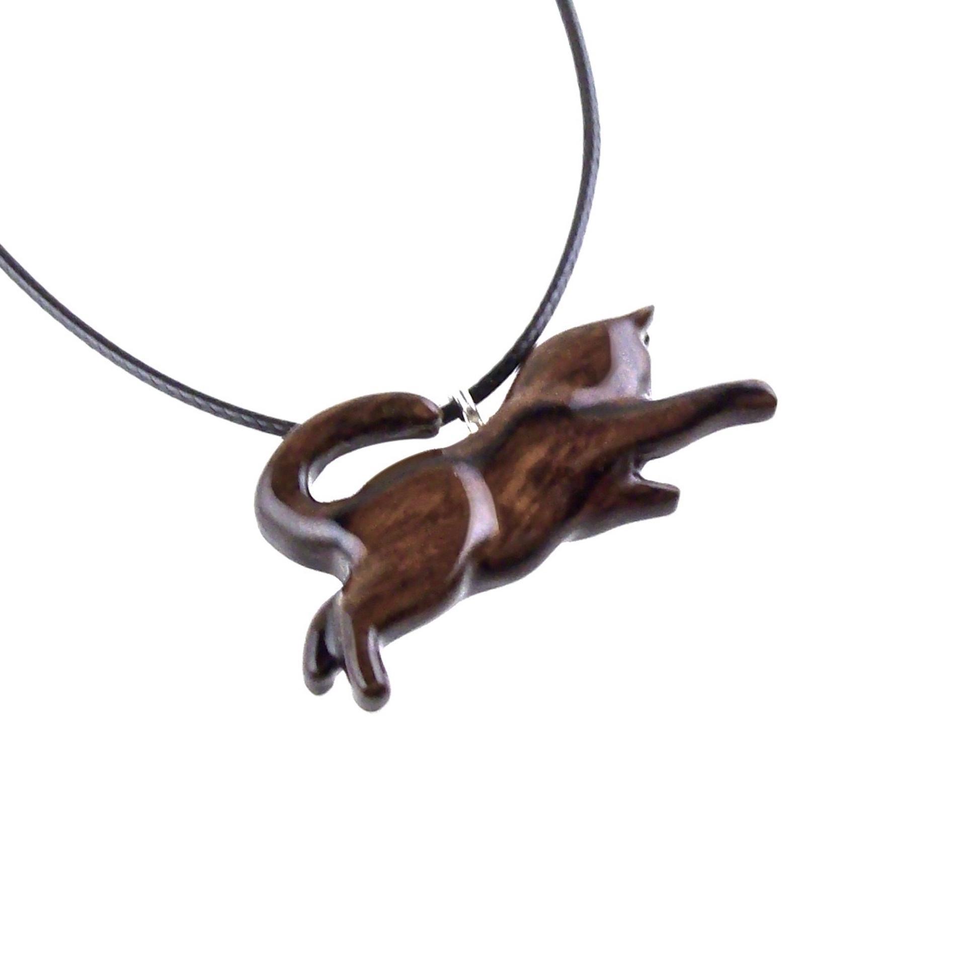 Hand Carved Kitten Necklace, Wooden Cat Pendant for Men Women, Wood Animal Pet Pendant, Cat Lover Gift