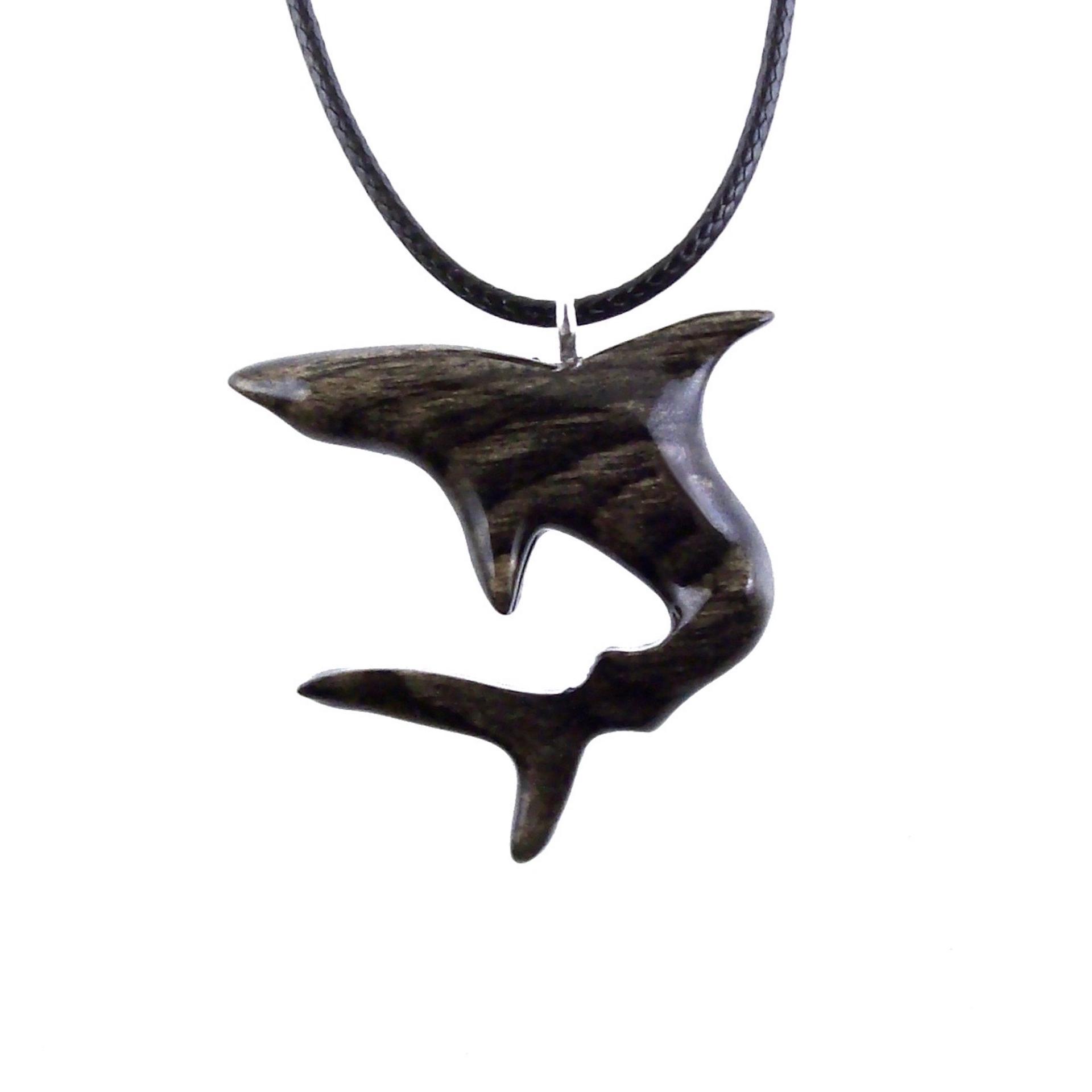 Hand Carved Shark Necklace, Wooden Shark Pendant, Mens Wood Necklace, One of a Kind Gift for Him, Nautical Jewelry