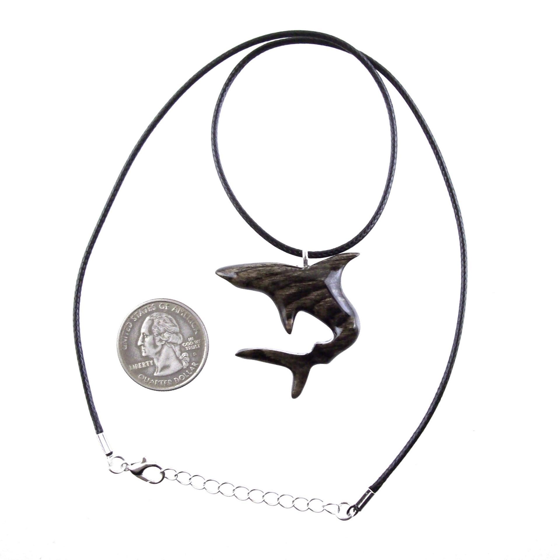 Hand Carved Shark Necklace, Wooden Shark Pendant, Mens Wood Necklace, One of a Kind Gift for Him, Nautical Jewelry