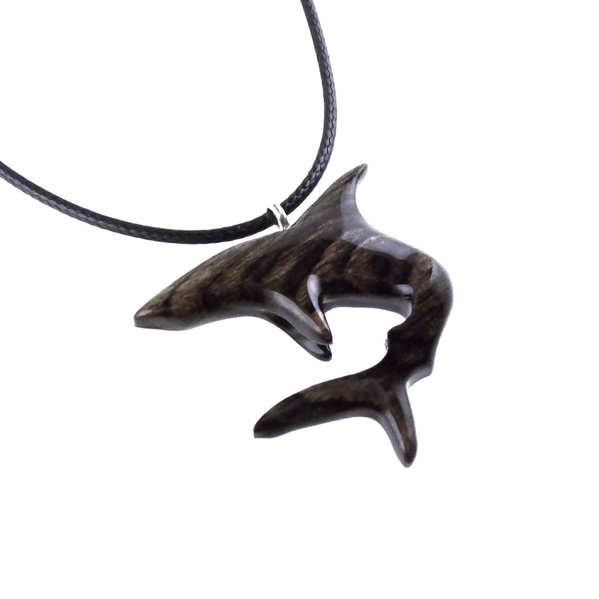 Hand Carved Shark Necklace, Wooden Shark Pendant, Mens Wood Necklace, One of a Kind Gift for Him, Nautical Jewelry