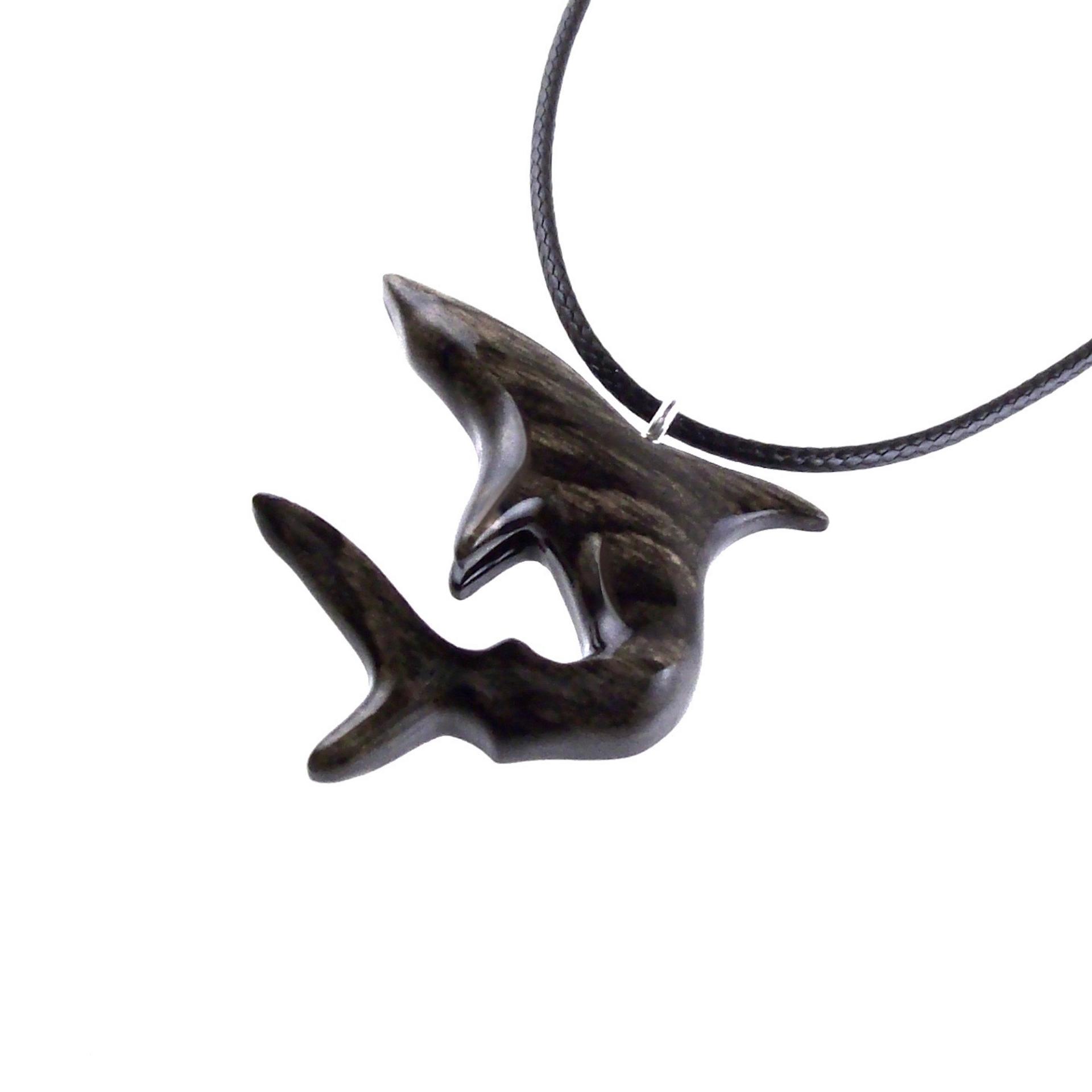 Hand Carved Shark Necklace, Wooden Shark Pendant, Mens Wood Necklace, One of a Kind Gift for Him, Nautical Jewelry