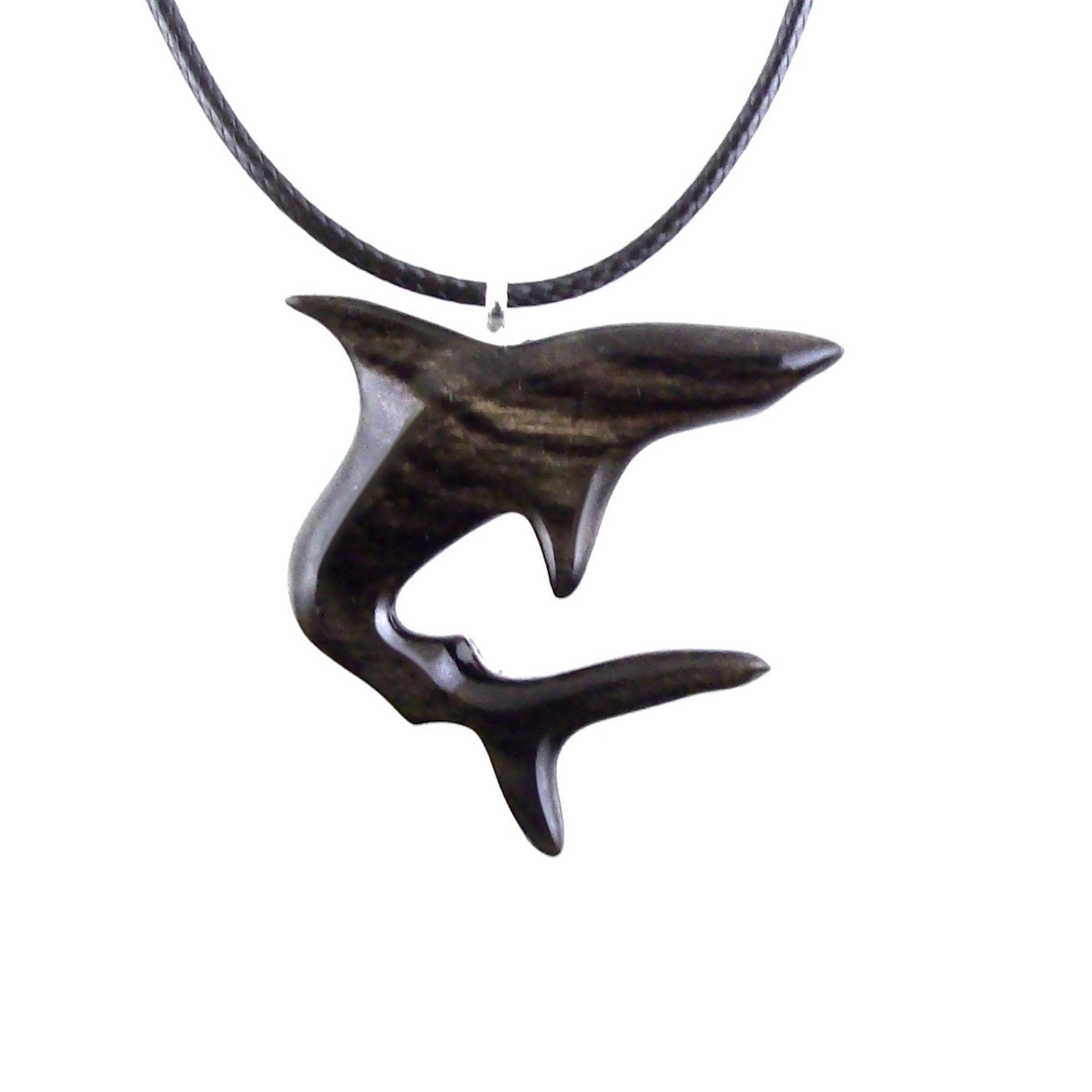 Hand Carved Shark Necklace, Wooden Shark Pendant, Mens Wood Necklace, One of a Kind Gift for Him, Nautical Jewelry