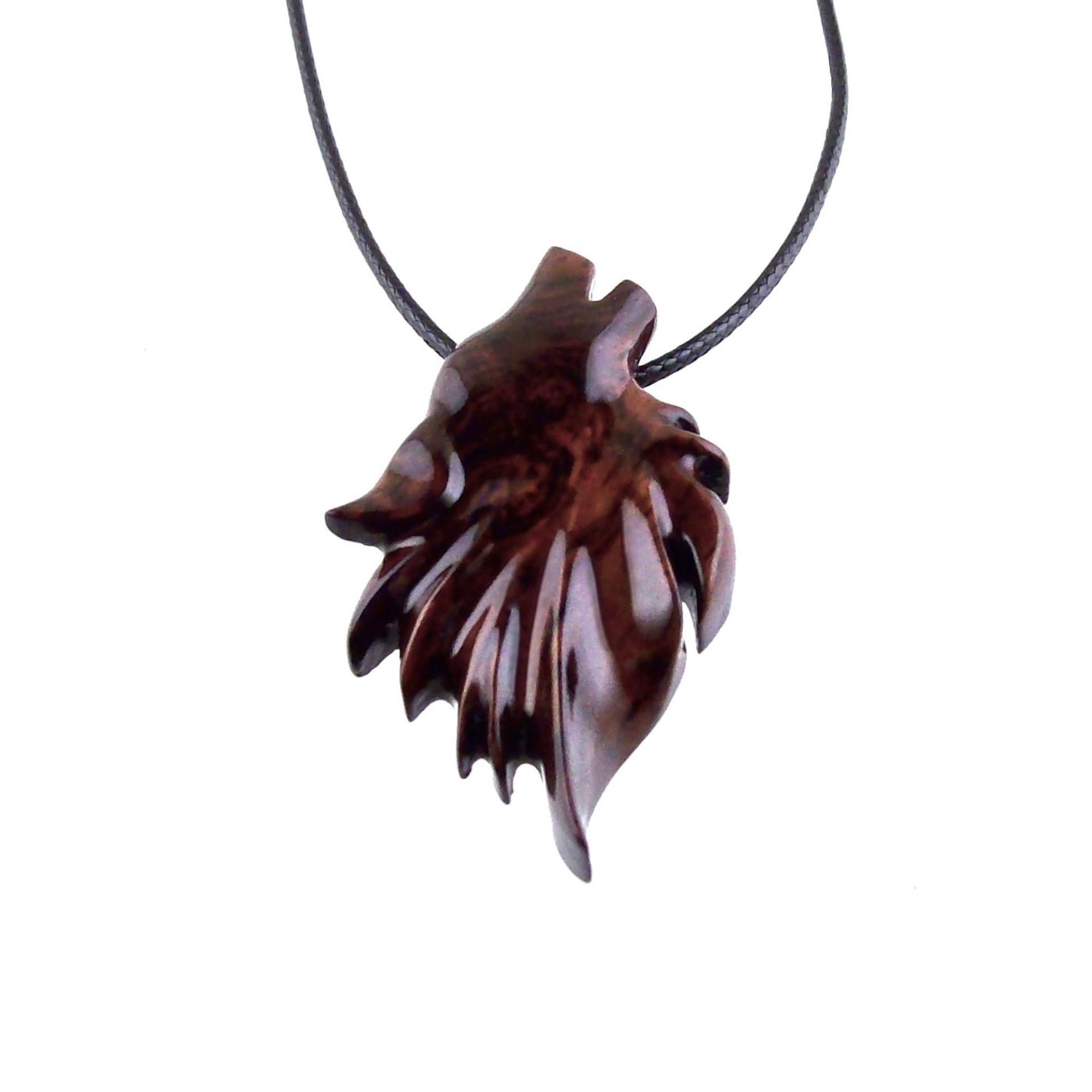 Carved Wolf Pendant, Wooden Wolf Necklace, Spirit Animal Totem, Handmade Wood Jewelry for Men or Women, One of a Kind Gift