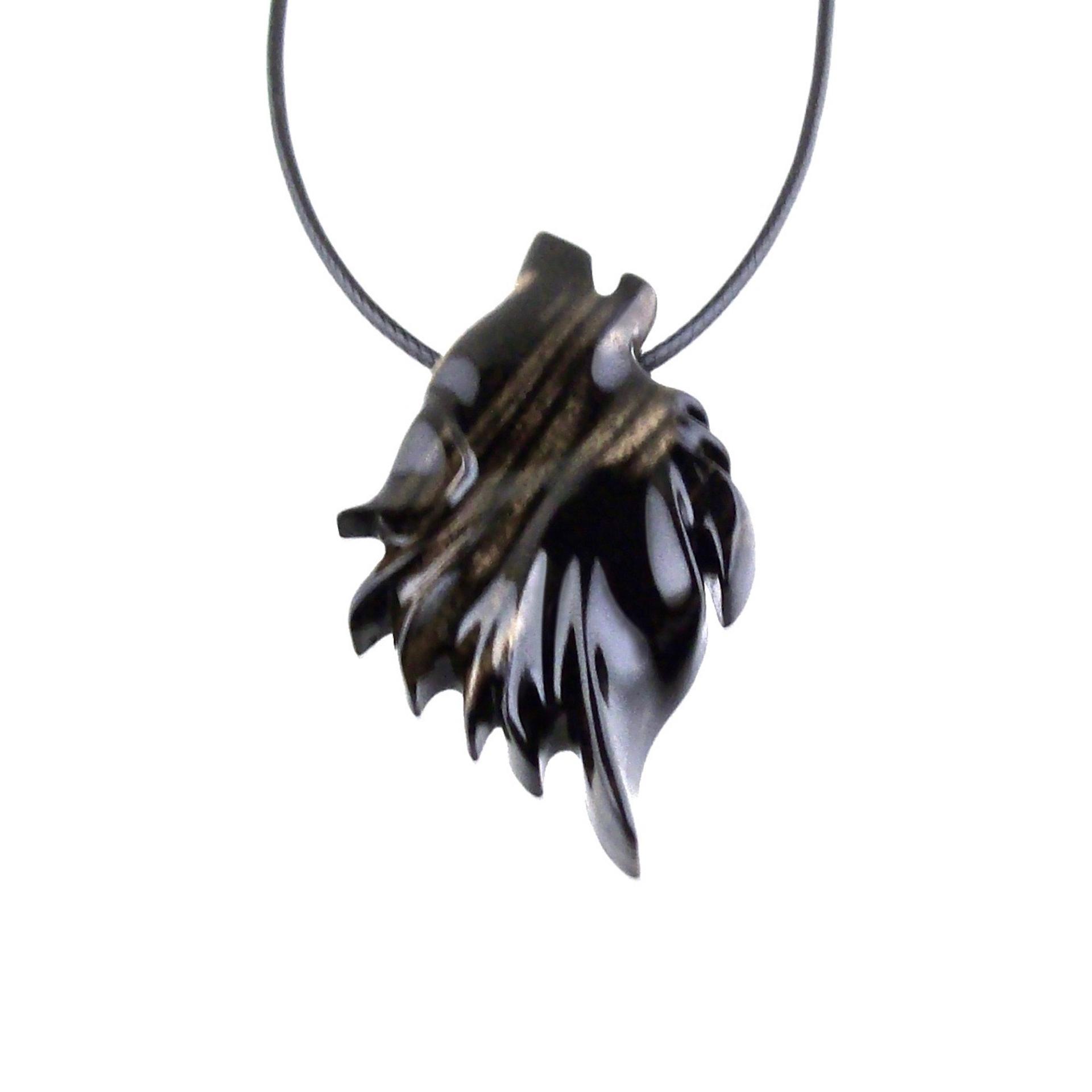 Wolf Necklace, Hand Carved Wooden Wolf Pendant for Men or Women, Spirit Animal Totem Woodland Jewelry