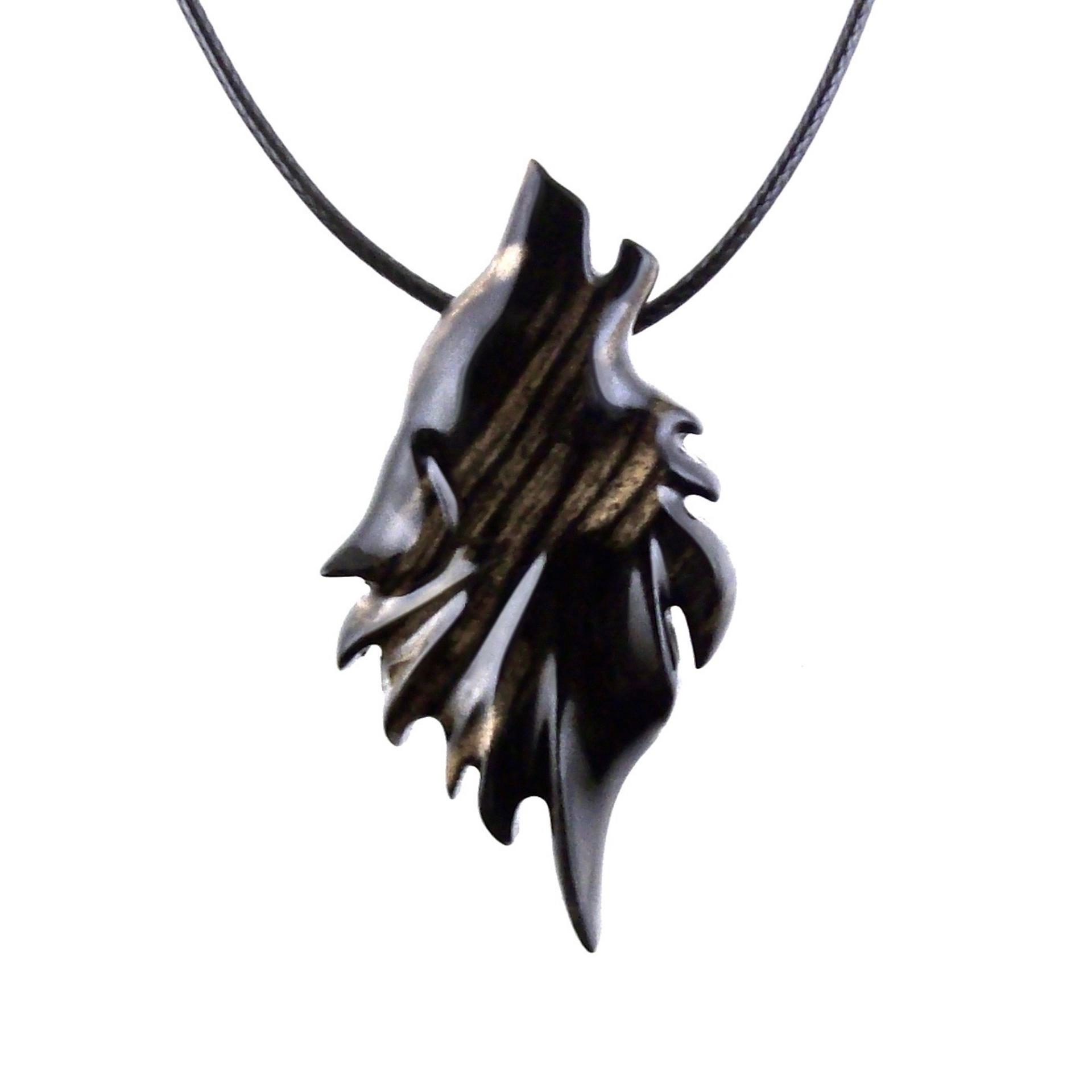 Wolf Necklace, Hand Carved Wooden Wolf Pendant for Men or Women, Spirit Animal Totem Woodland Jewelry