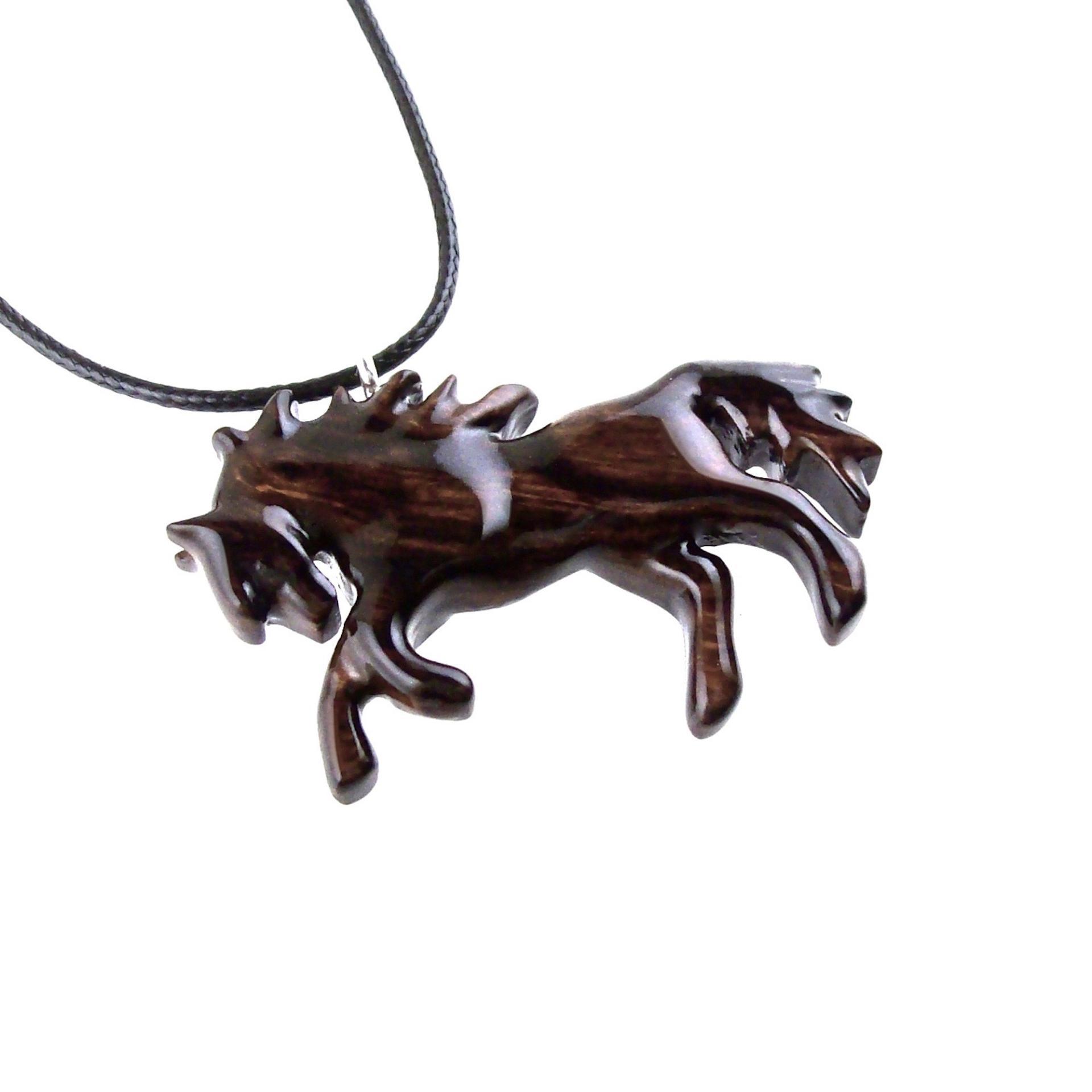 Horse Necklace, Hand Carved Wooden Horse Pendant for Men or Women, Equine Jewelry, Spirit Animal Wood Pendant
