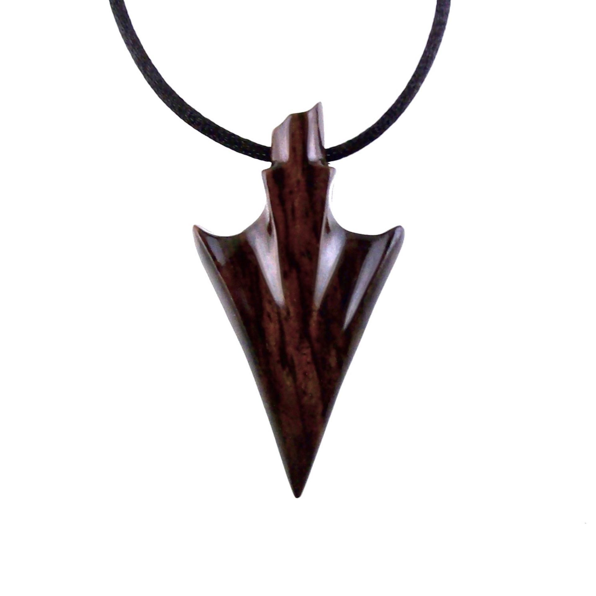 Hand Carved Wooden Arrowhead Necklace, Arrow Pendant, Mens Wood Necklace, Tribal Handmade Jewelry, Gift for Him