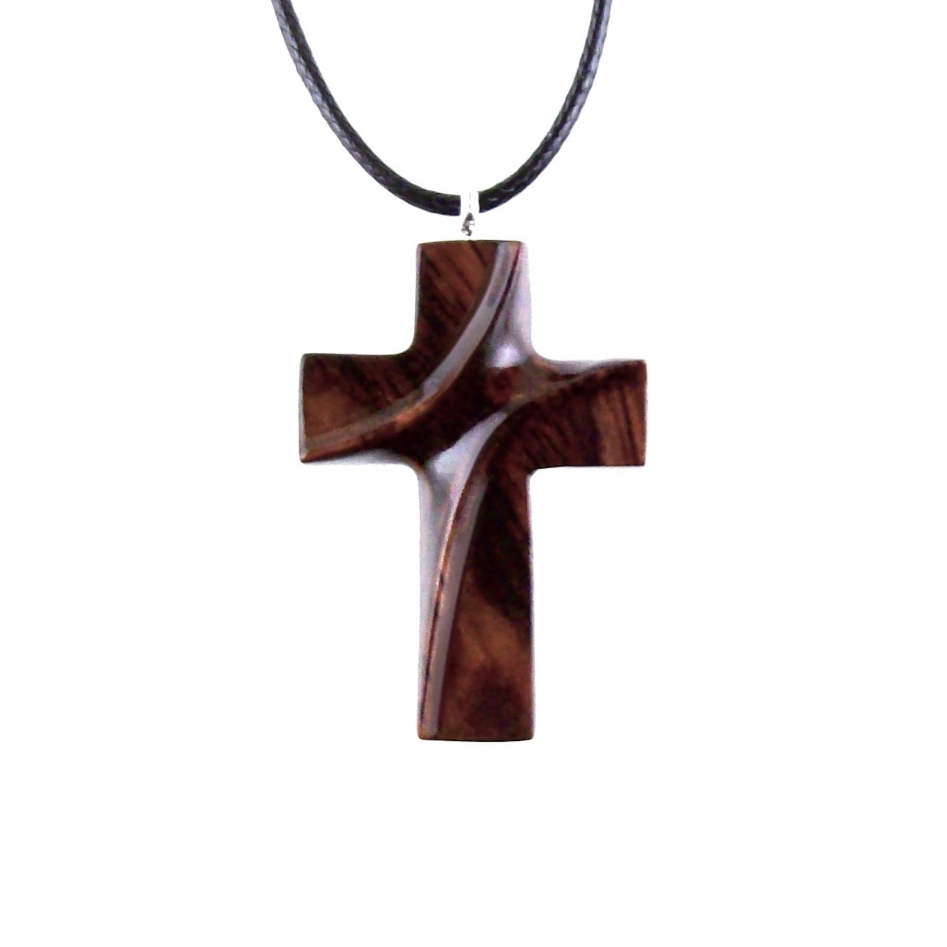 Wood Cross Necklace, Hand Carved Wooden Cross Pendant, Christian Jewelry for Men or Women, One of a Kind Gift for Her Him