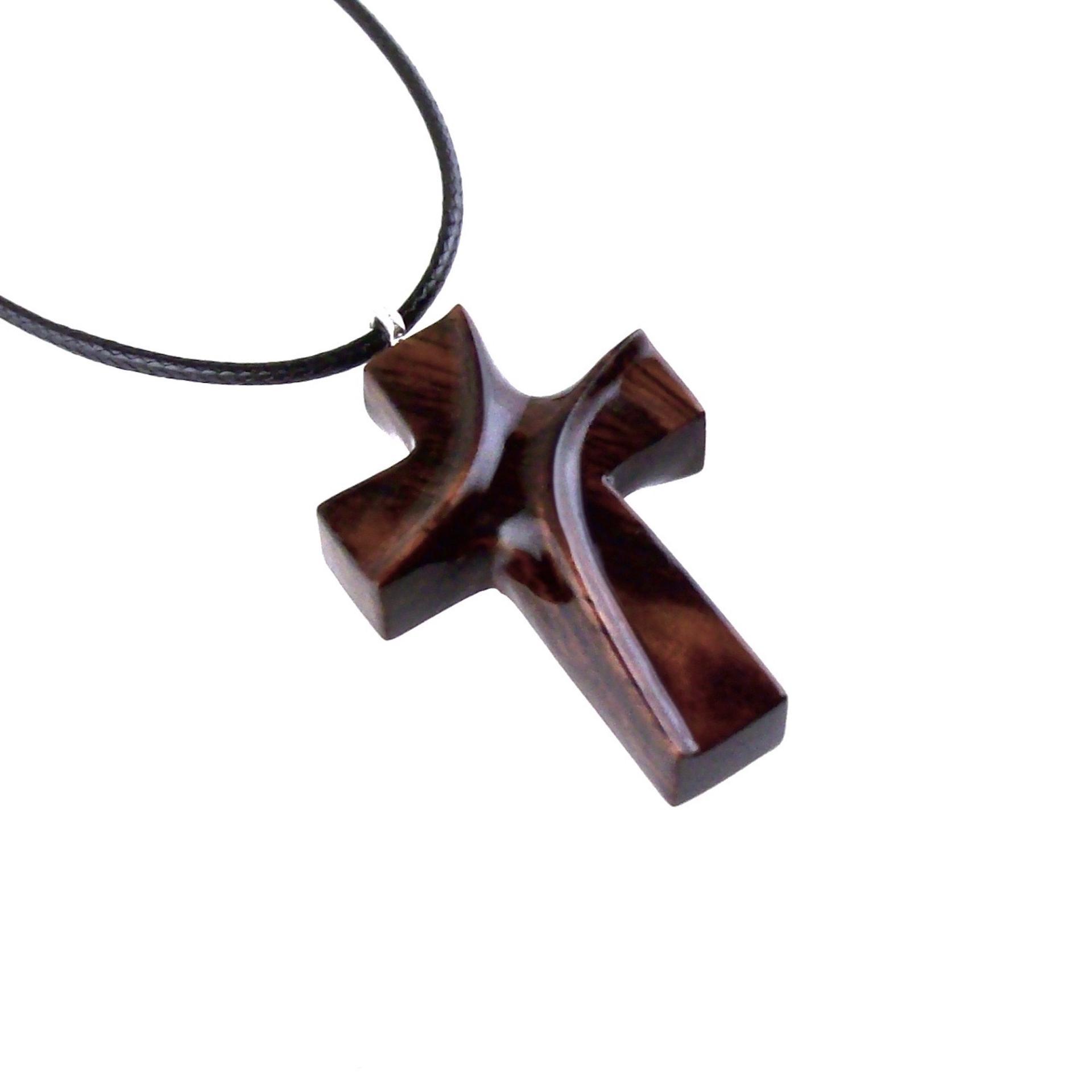Wood Cross Necklace, Hand Carved Wooden Cross Pendant, Christian Jewelry for Men or Women, One of a Kind Gift for Her Him