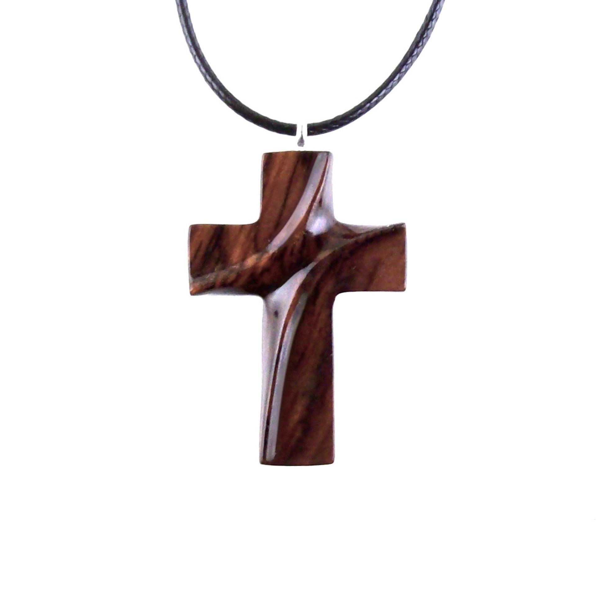 Wood Cross Necklace, Hand Carved Wooden Cross Pendant, Christian Jewelry for Men or Women, One of a Kind Gift for Her Him
