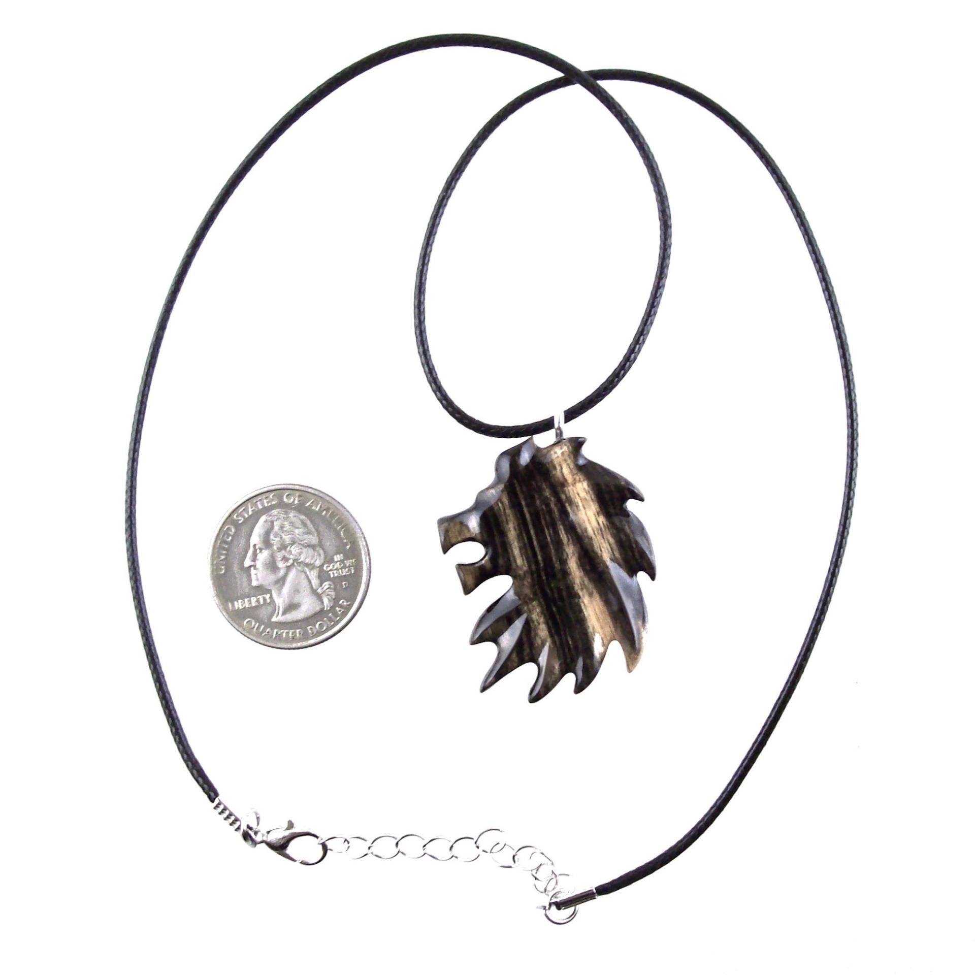 Hand Carved Wooden Lion Head Necklace Pendant, Handmade Leo Spirit Animal Jewelry Gift for Him