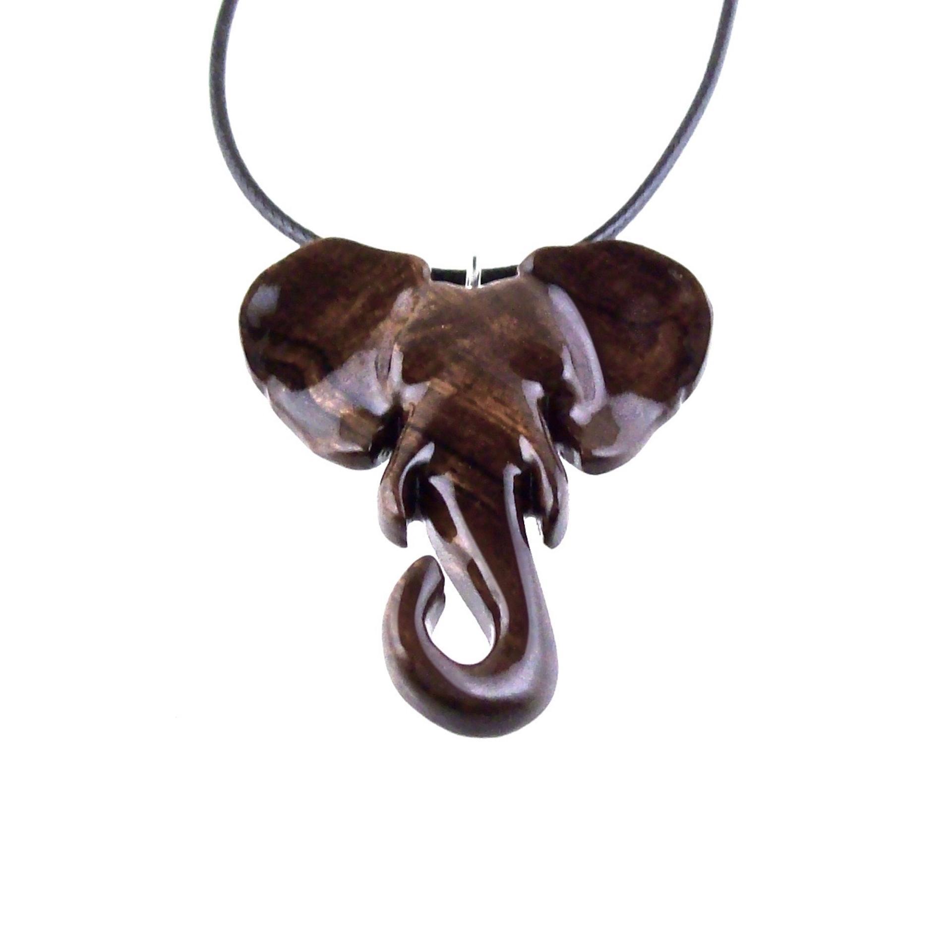 Elephant Pendant, Hand Carved Wooden Elephant Necklace for Men Women, Ganesha Spiritual Animal Jewelry, One of a Kind Gift