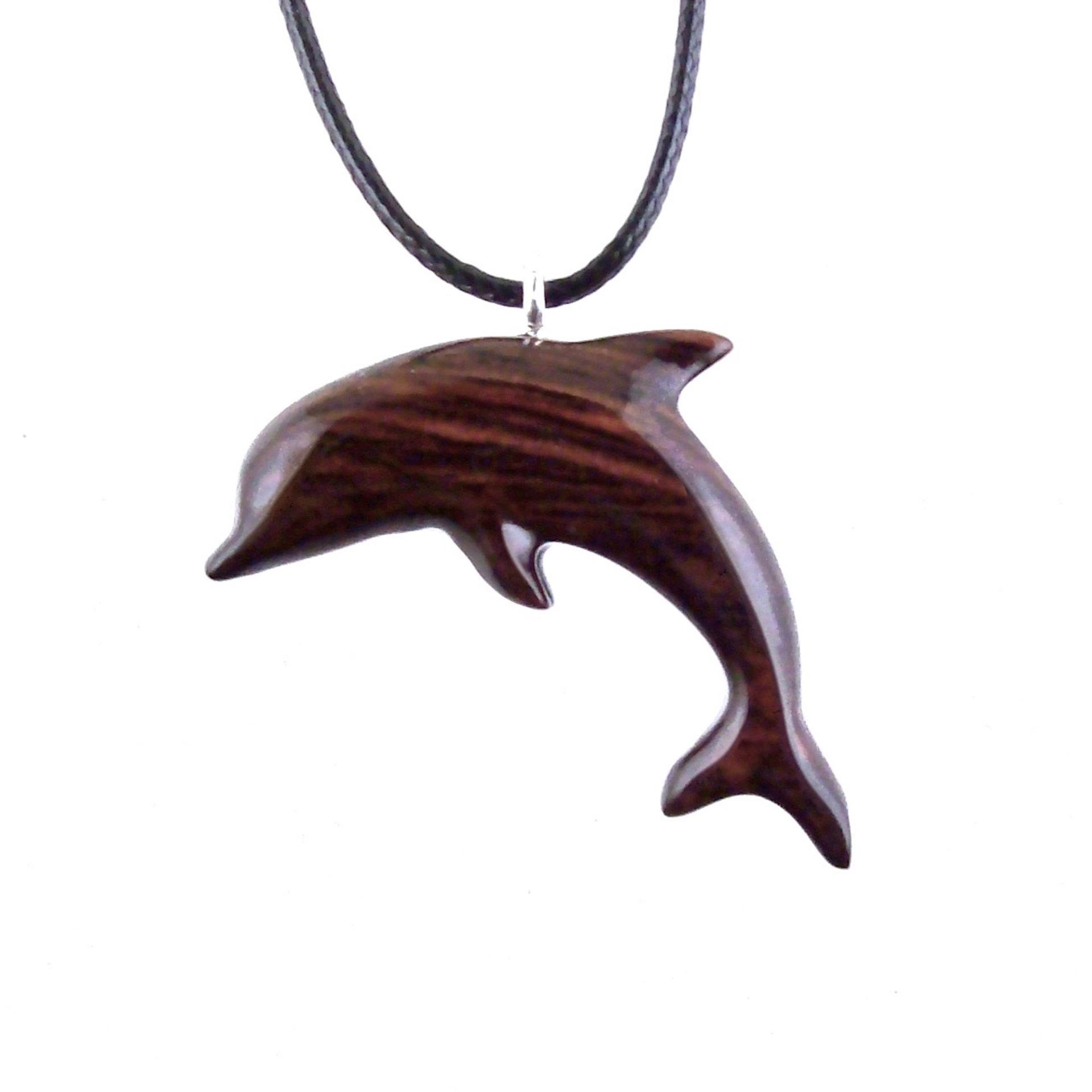 Wooden Dolphin Pendant, Hand Carved Dolphin Necklace, Sea Animal Necklace, Nautical Wood Jewelry for Men or Women