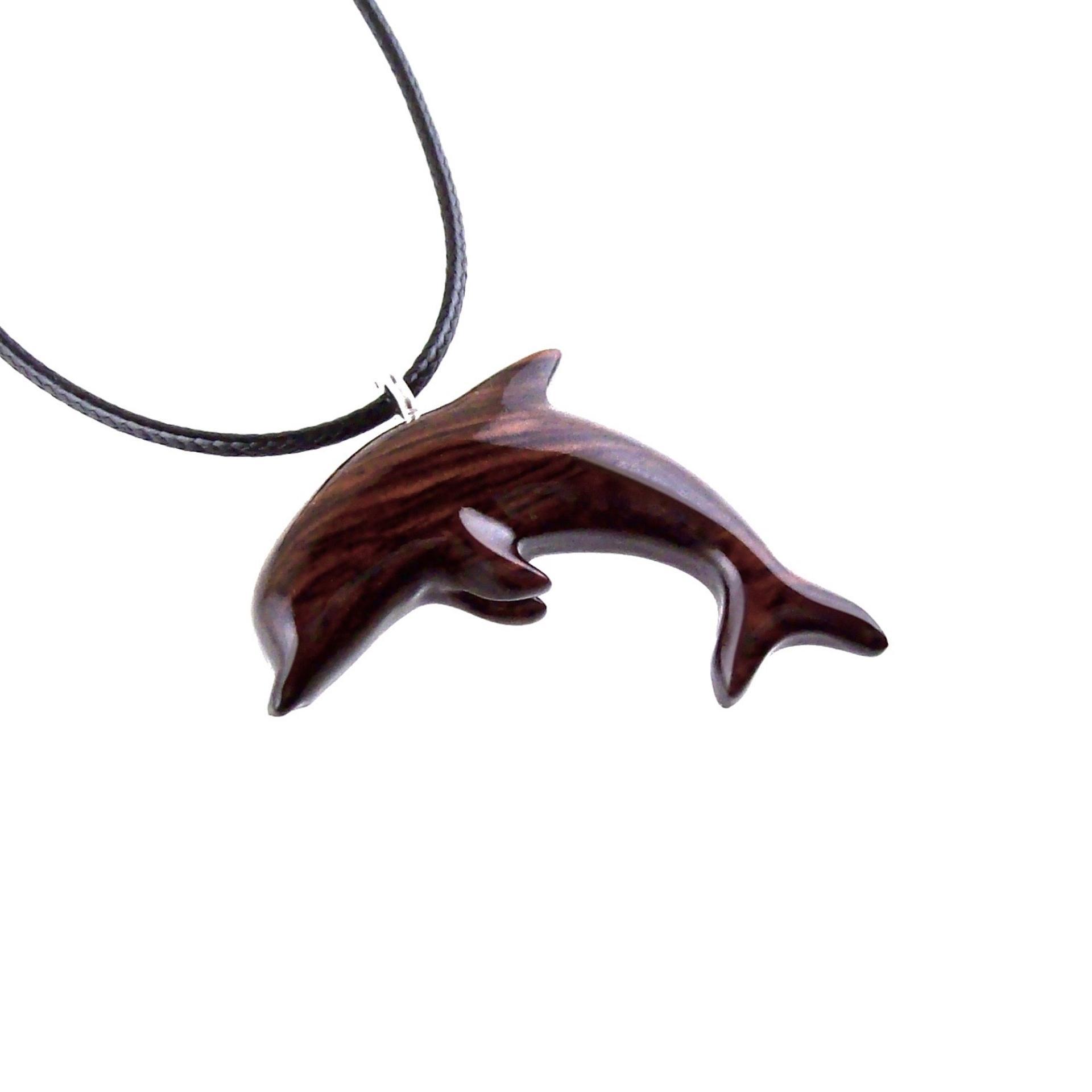 Wooden Dolphin Pendant, Hand Carved Dolphin Necklace, Sea Animal Necklace, Nautical Wood Jewelry for Men or Women