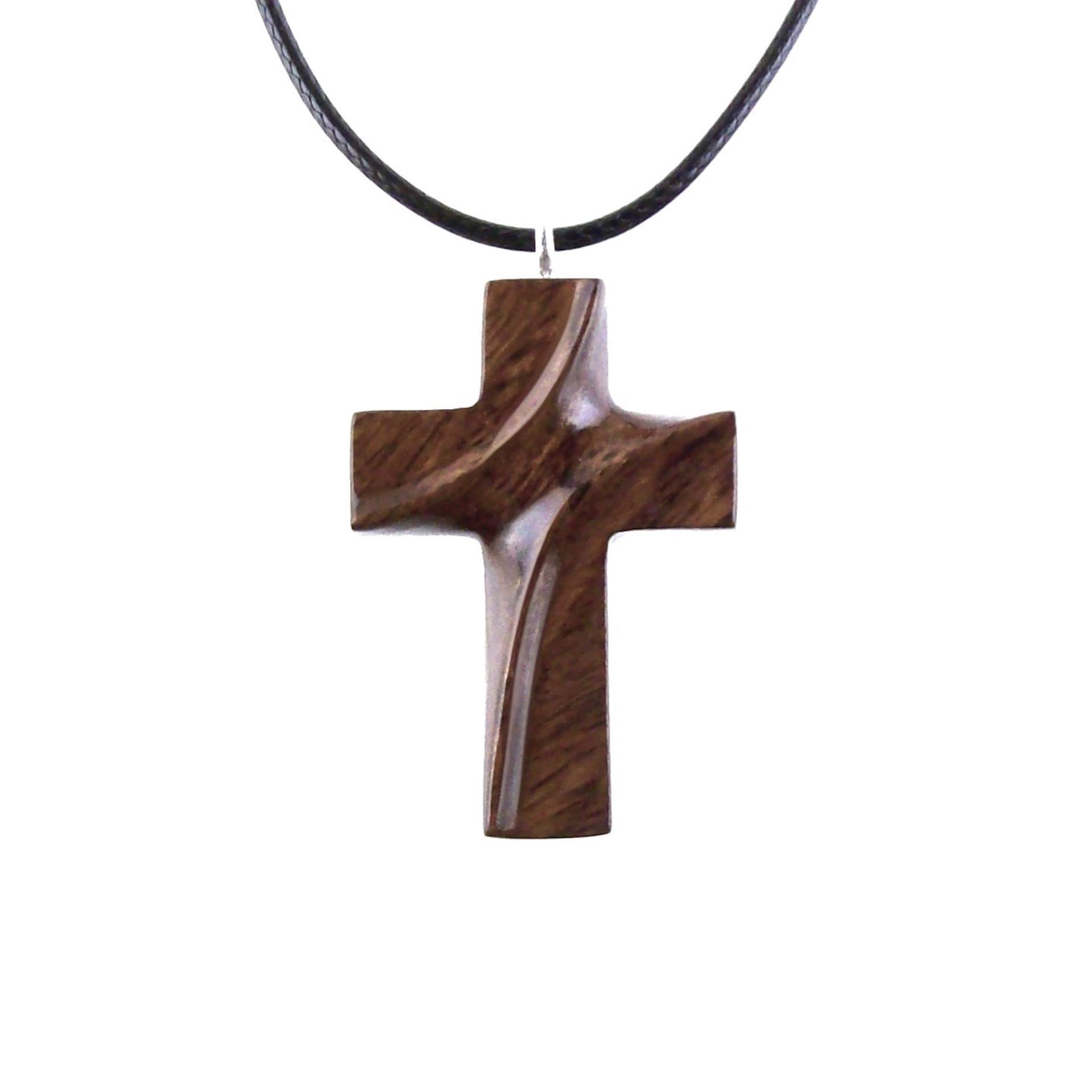 Wood Cross Necklace, Hand Carved Wooden Cross Pendant for Men Women, Handmade Christian Jewelry Gift for Him Her