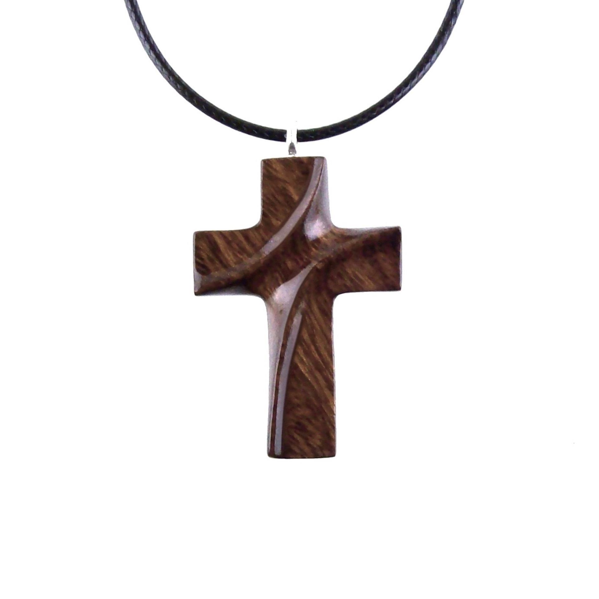 Wood Cross Necklace, Hand Carved Wooden Cross Pendant for Men Women, Handmade Christian Jewelry Gift for Him Her