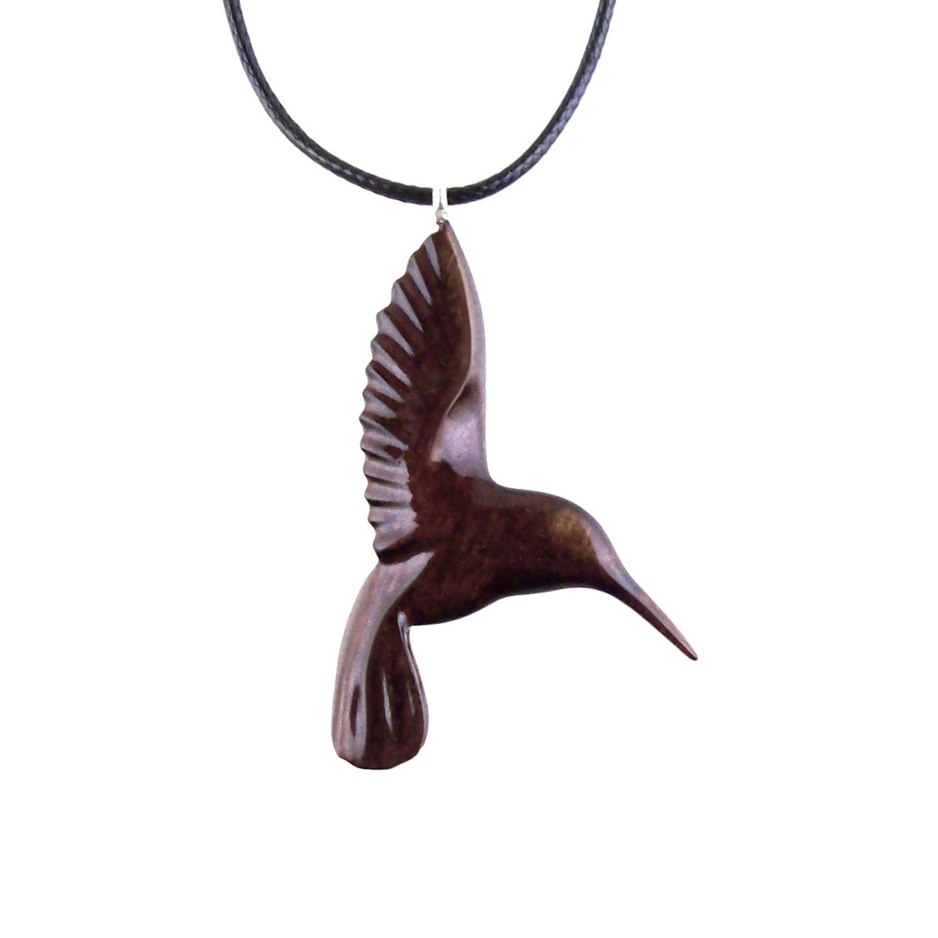 Hummingbird Pendant, Hand Carved Wooden Bird Necklace, One of a Kind Gift for Her, Handmade Wood Jewelry