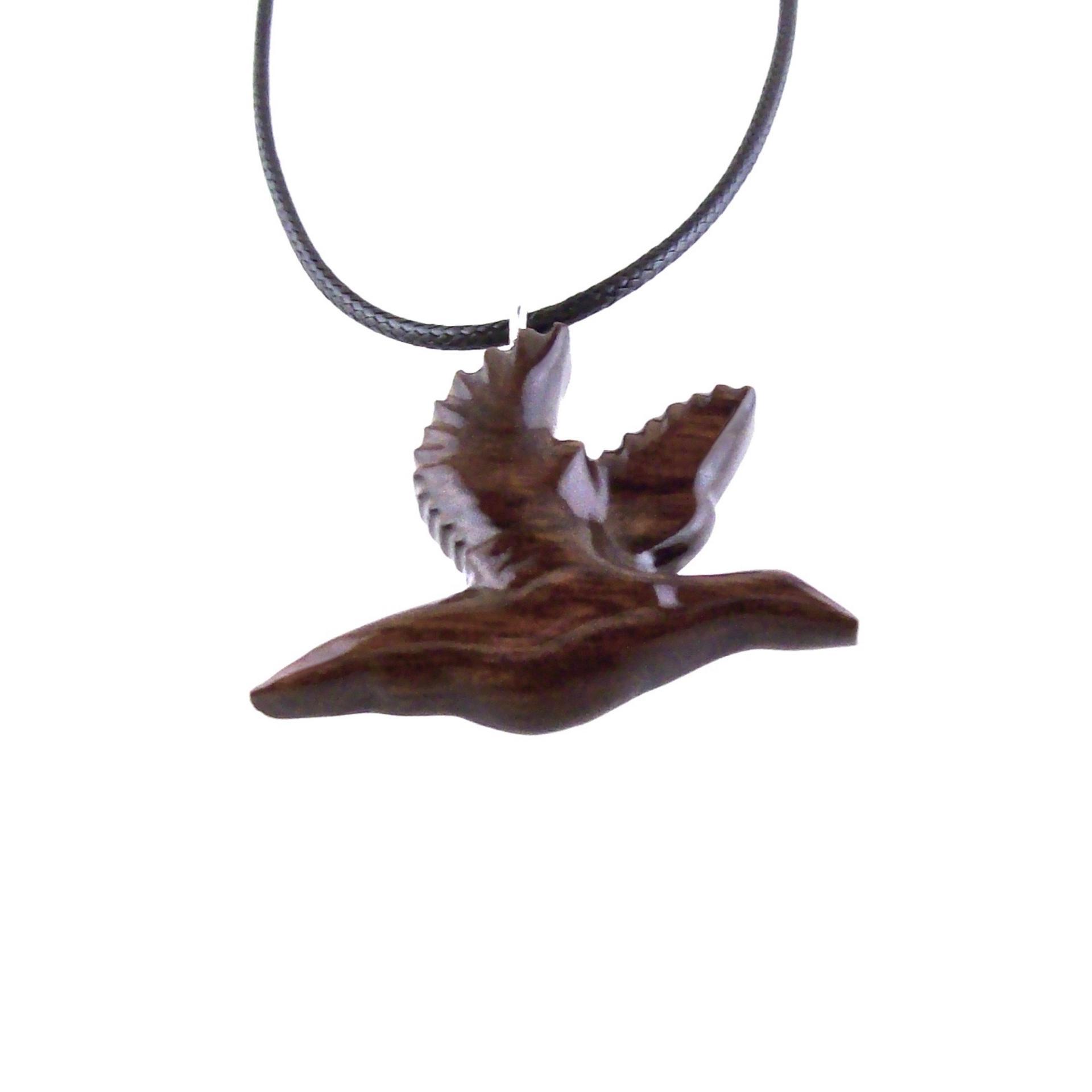 Duck Necklace, Hand Carved Wooden Duck Pendant, Wood Mallard Necklace, Flying Bird Jewelry, One of a Kind Gift for Men or Women