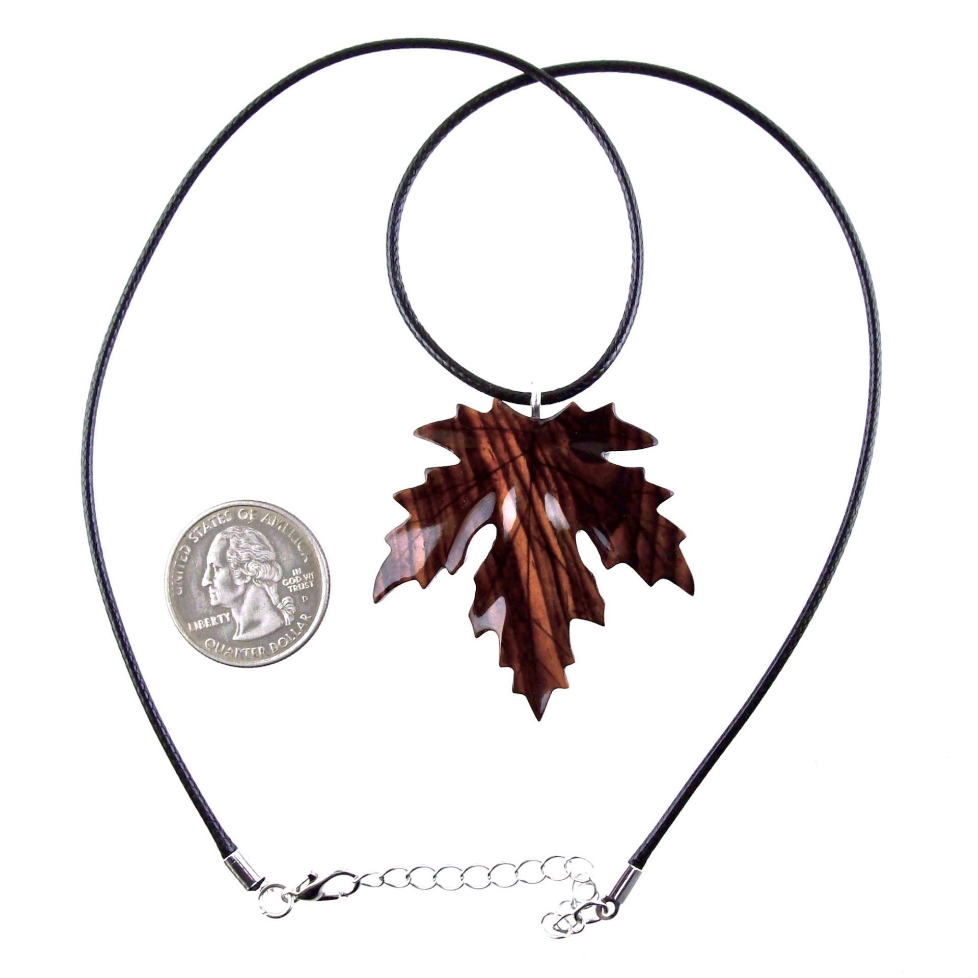 Hand Carved Wooden Leaf Pendant, Maple Leaf Necklace, Woodland Jewelry for Men or Women, Wood Jewelry Gift for Him Her