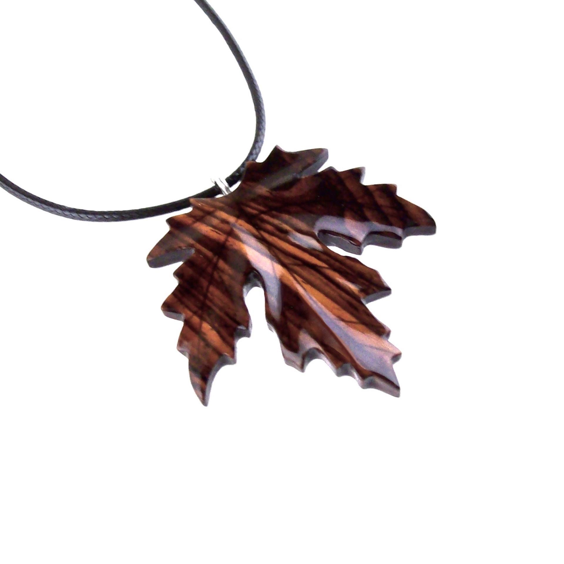 Hand Carved Wooden Leaf Pendant, Maple Leaf Necklace, Woodland Jewelry for Men or Women, Wood Jewelry Gift for Him Her