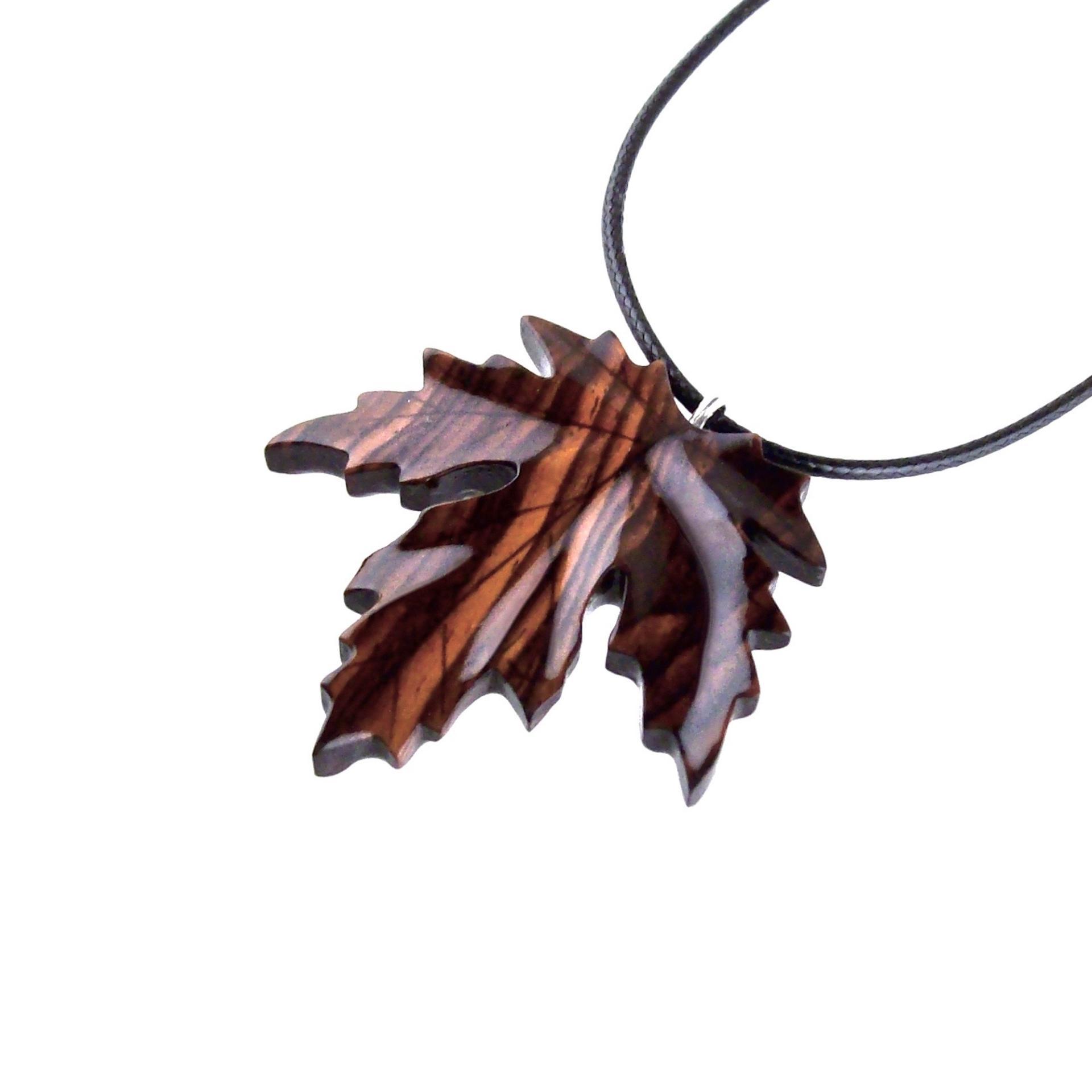 Hand Carved Wooden Leaf Pendant, Maple Leaf Necklace, Woodland Jewelry for Men or Women, Wood Jewelry Gift for Him Her