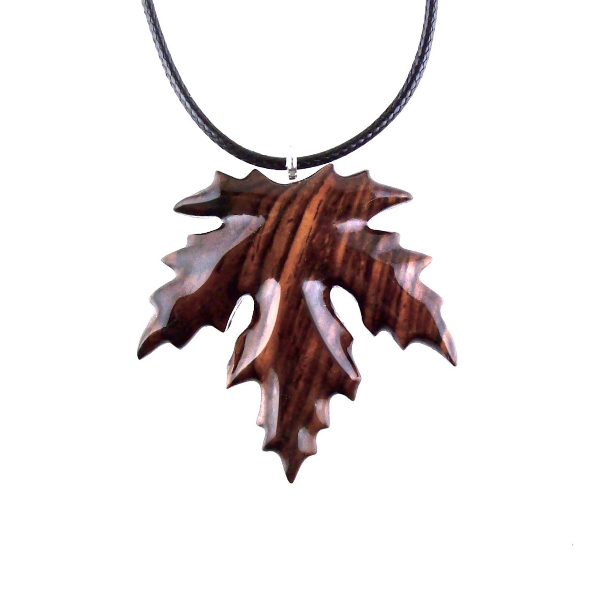 Hand Carved Wooden Leaf Pendant, Maple Leaf Necklace, Woodland Jewelry for Men or Women, Wood Jewelry Gift for Him Her