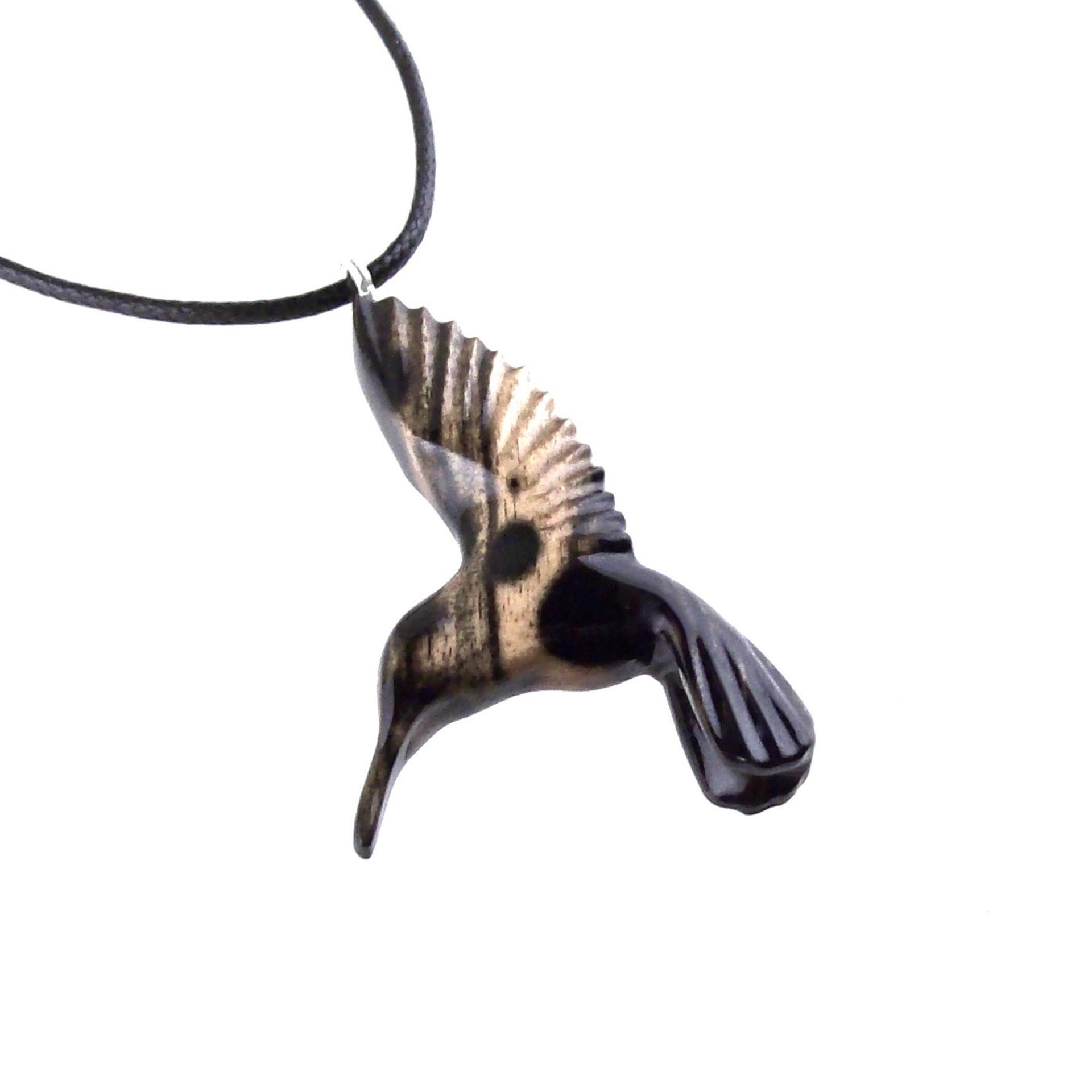 Hummingbird Necklace, Wooden Hummingbird Pendant, Hand Carved Wood Bird Jewelry, One of a Kind Handmade Gift for Her