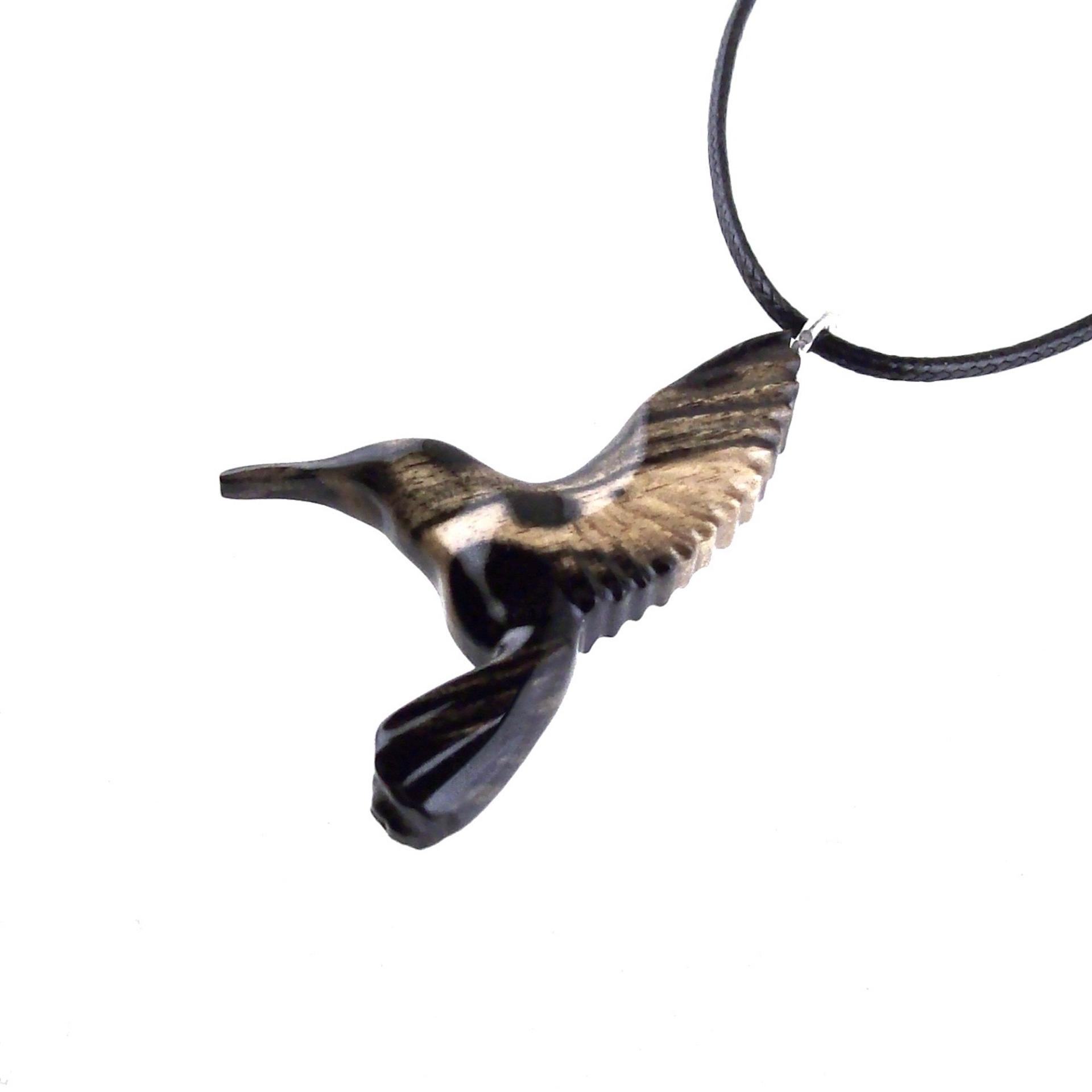 Hummingbird Necklace, Wooden Hummingbird Pendant, Hand Carved Wood Bird Jewelry, One of a Kind Handmade Gift for Her