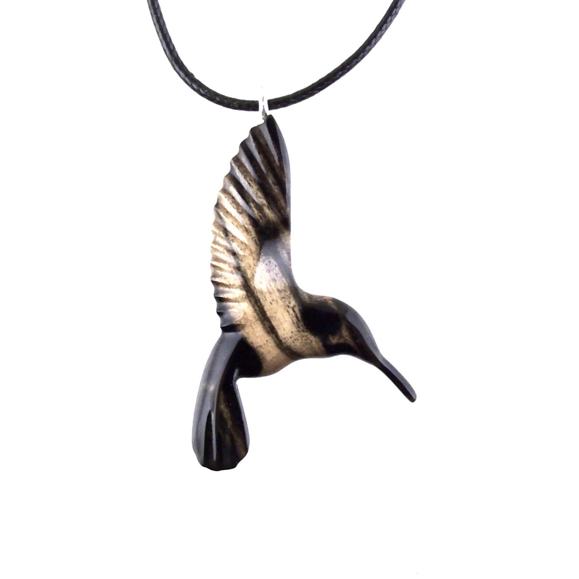 Hummingbird Necklace, Wooden Hummingbird Pendant, Hand Carved Wood Bird Jewelry, One of a Kind Handmade Gift for Her