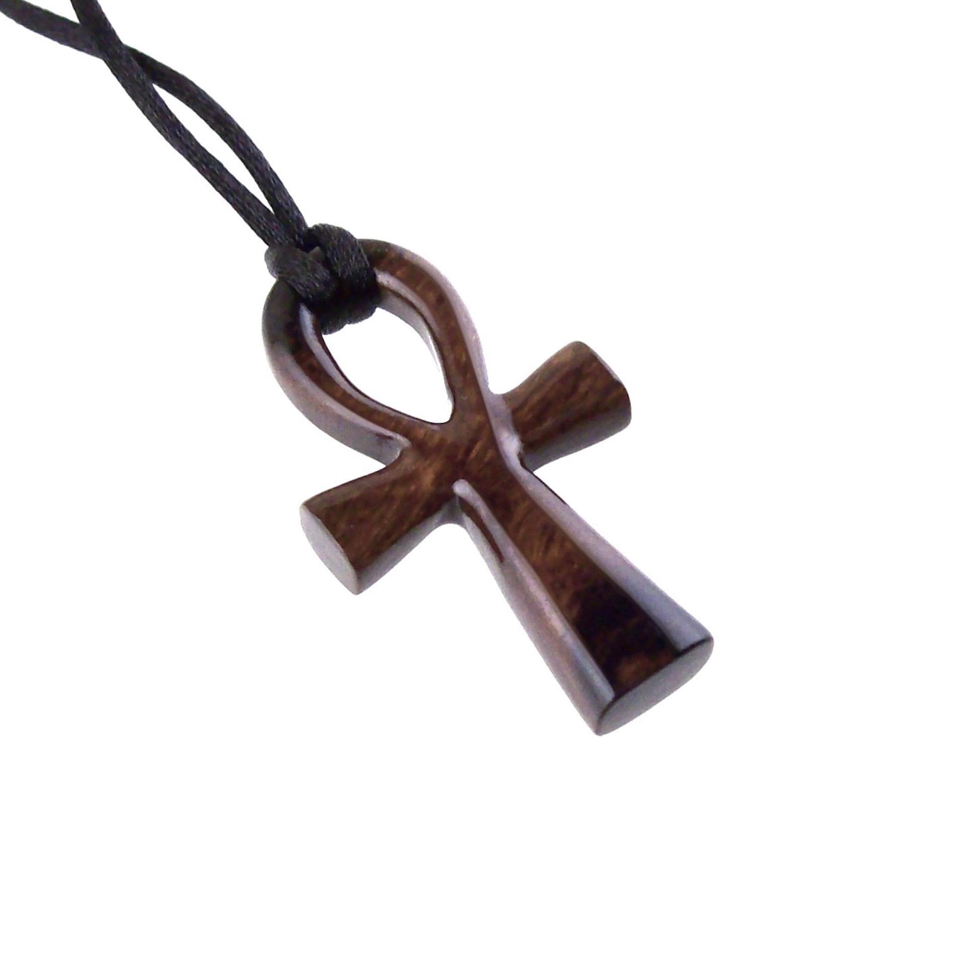 Ankh Necklace, Hand Carved Wooden Ankh Pendant for Men or Women, Egyptian Cross Necklace, Egyptian Jewelry Gift for Him Her