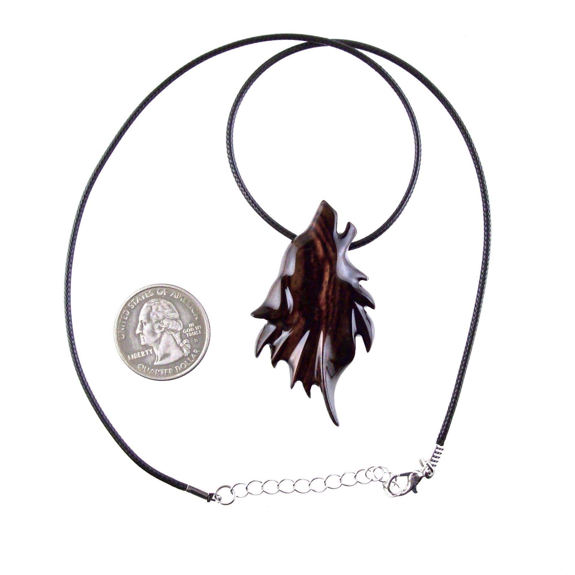 Wolf Pendant, Wooden Wolf Necklace, Hand Carved Wood Spirit Animal Totem, Woodland Jewelry for Men or Women, One of a Kind Gift